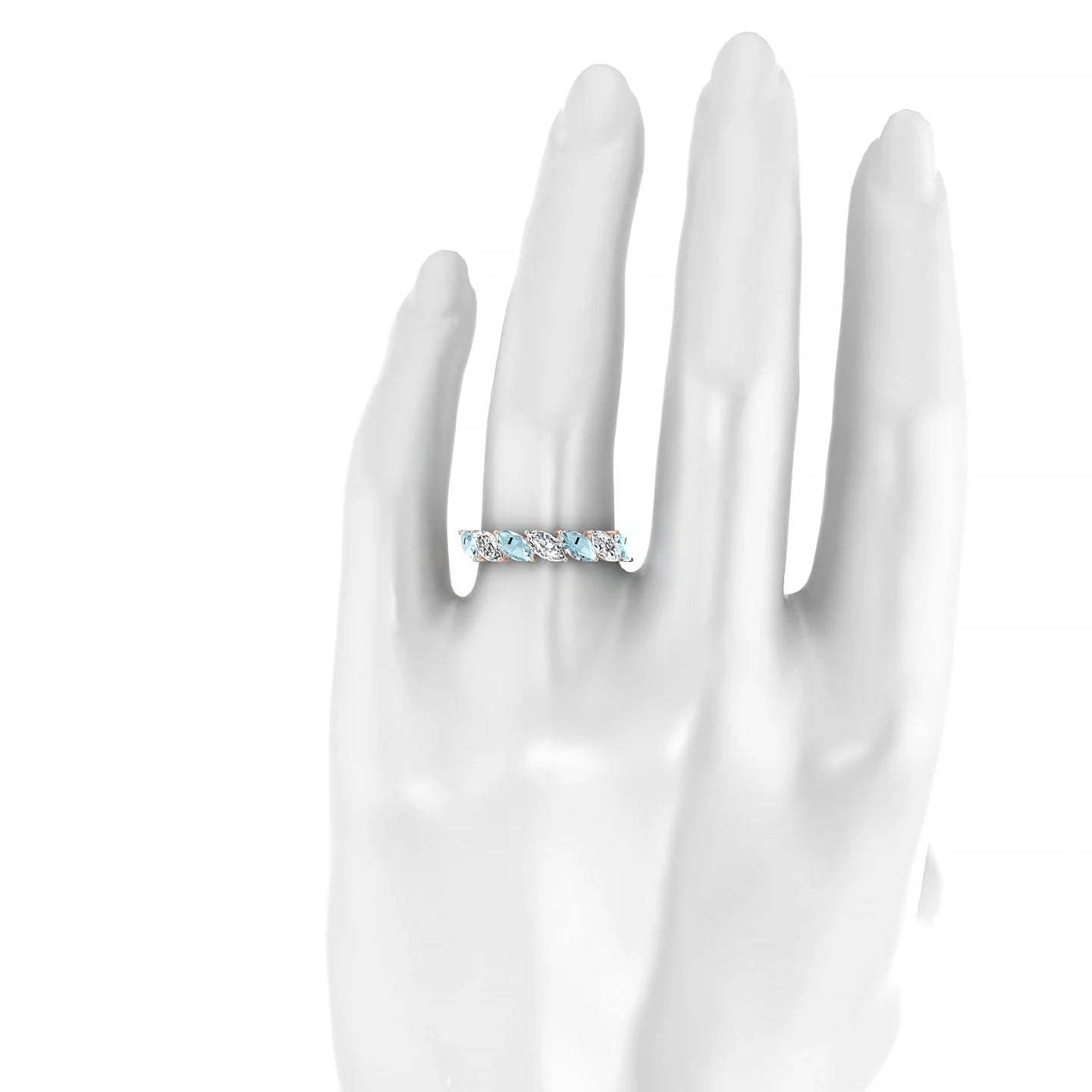 Virtue | 18k Rose Gold 6 x 3 mm Marquise Aquamarine & Diamond Ring