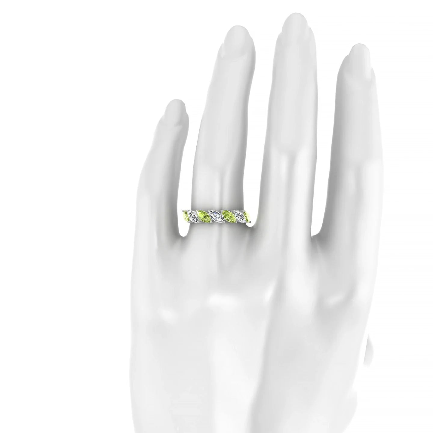 Virtue | 18k White Gold 6 x 3 mm Marquise Peridot & Diamond Ring