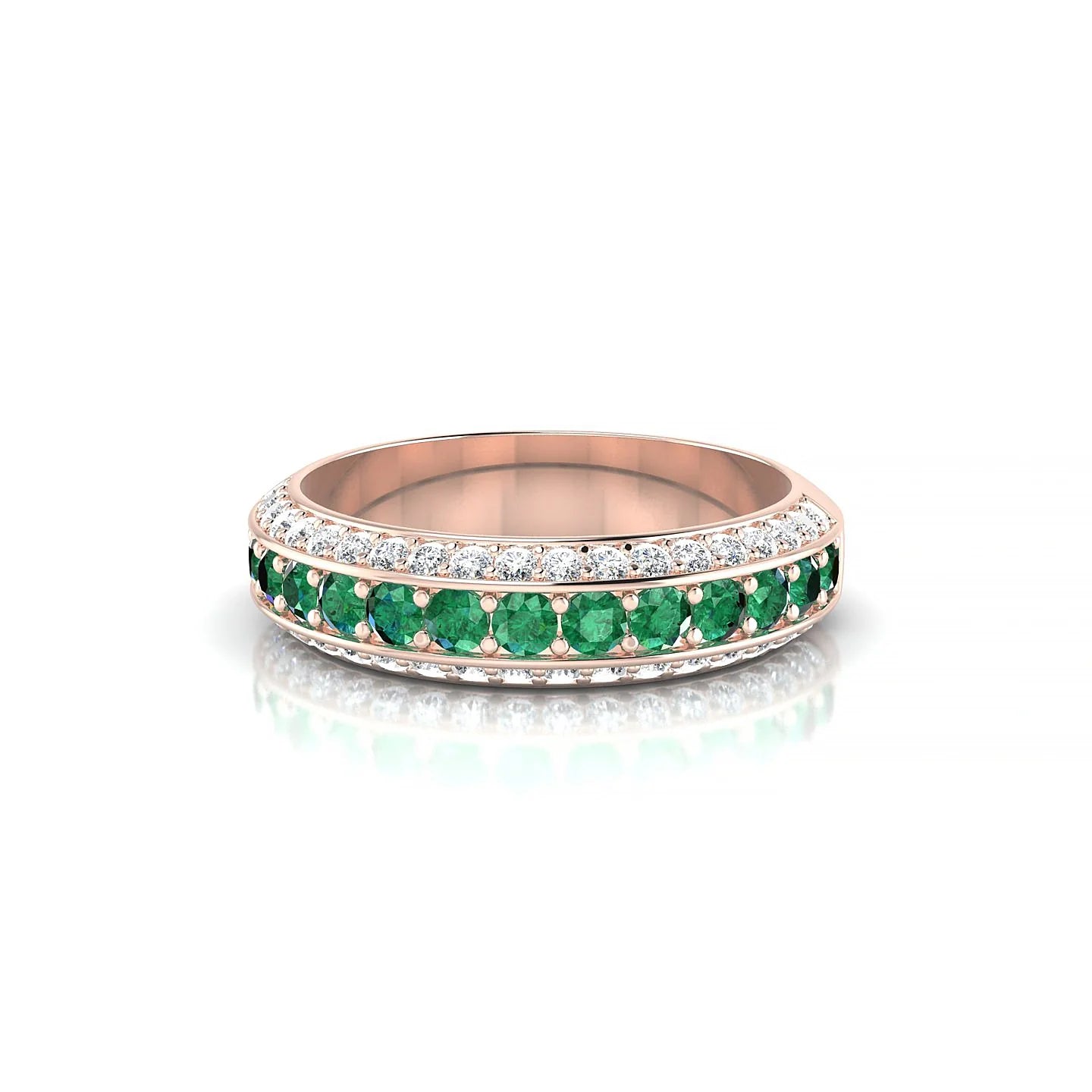 Vista | 18k Rose Gold 2 mm Round Emerald Ring