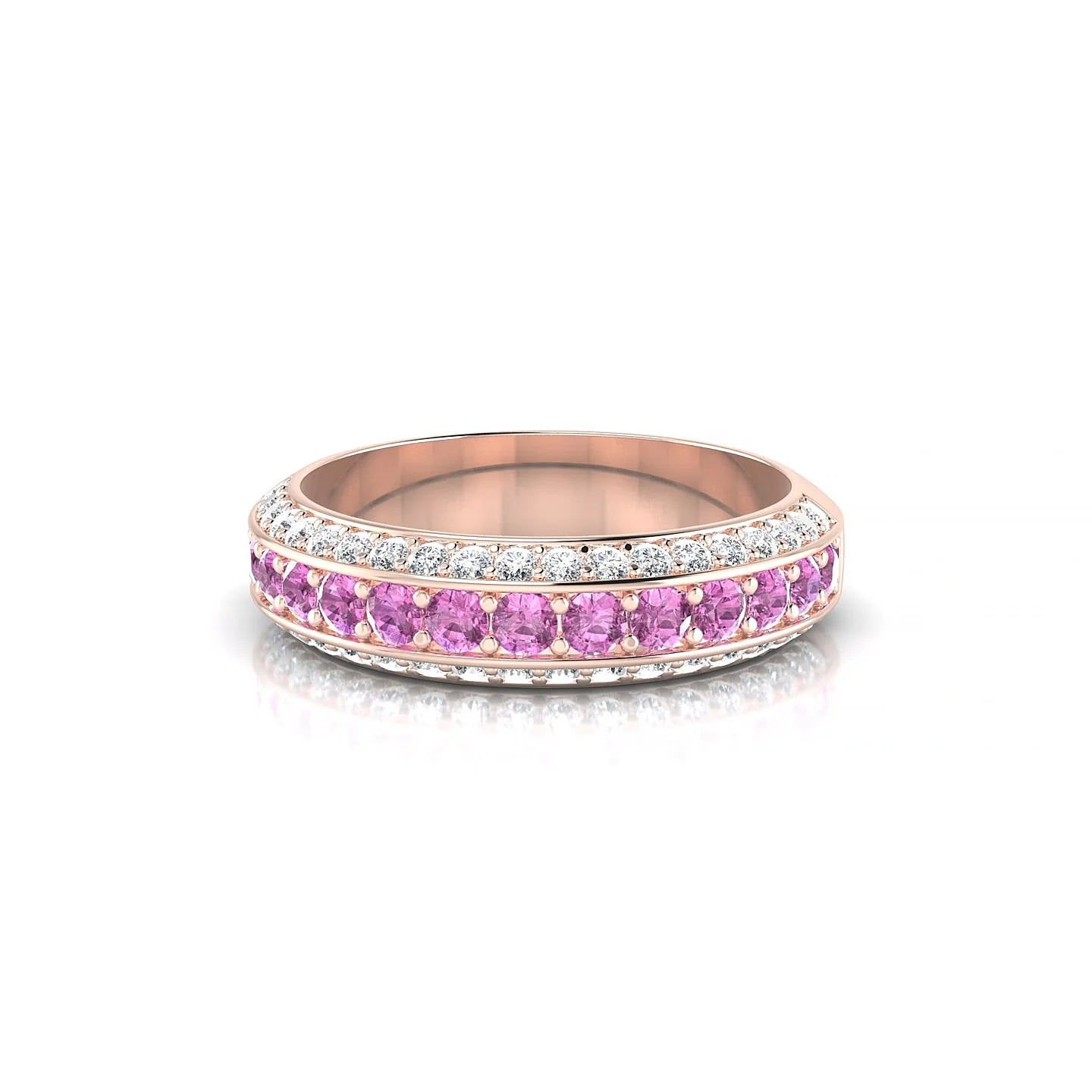 Vista | 18k Rose Gold 2 mm Round Pink Sapphire Ring