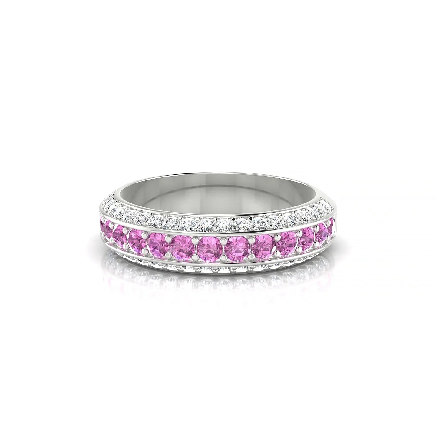 Vista | 18k White Gold 2 mm Round Pink Sapphire Ring