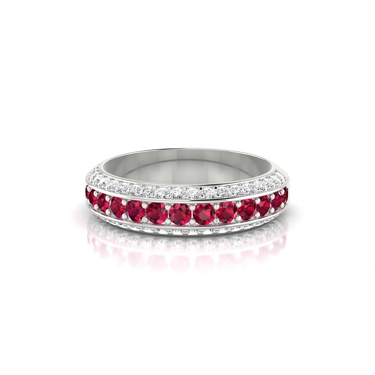 Vista | 18k White Gold 2 mm Round Ruby Ring