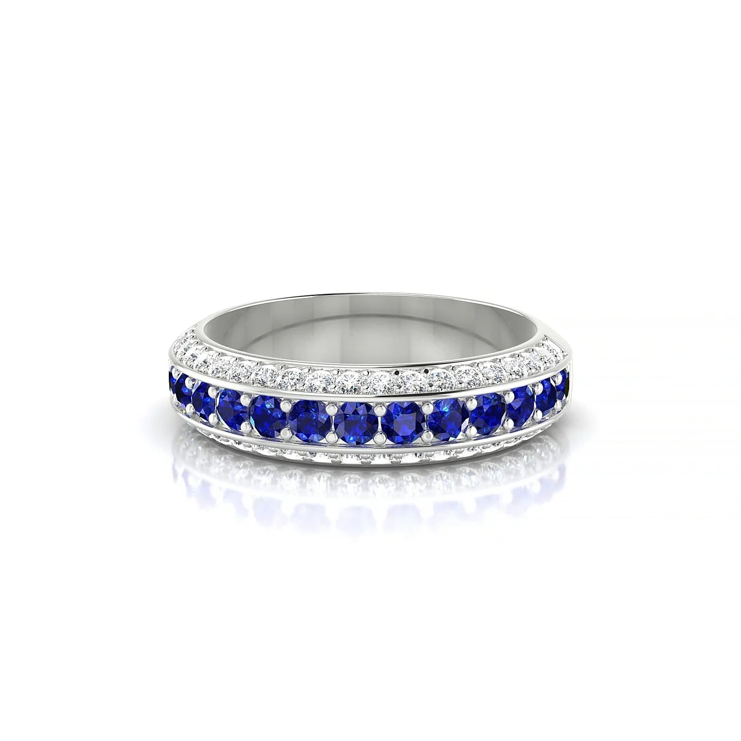 Vista | 18k White Gold 2 mm Round Sapphire Ring