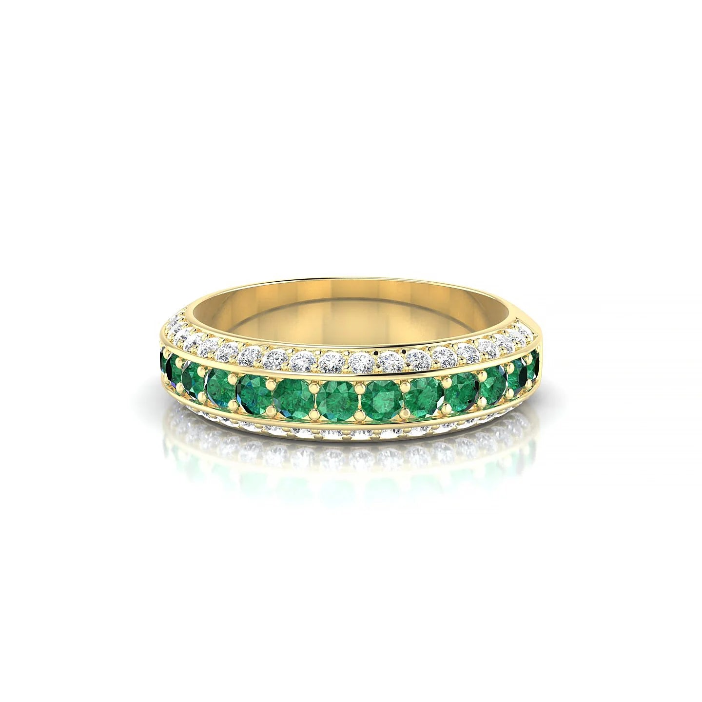 Vista | 18k Yellow Gold 2 mm Round Emerald Ring