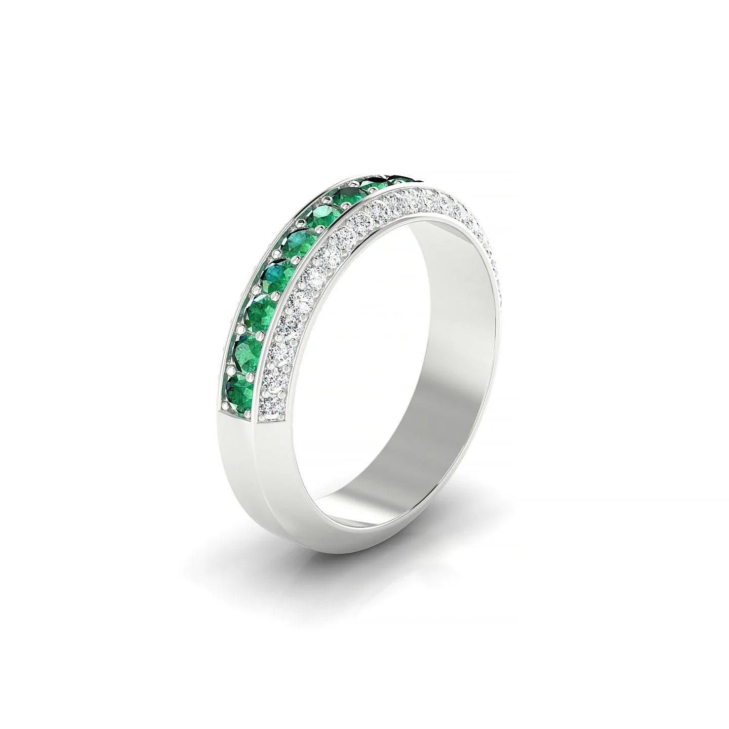Vista | 18k White Gold 2 mm Round Emerald Ring