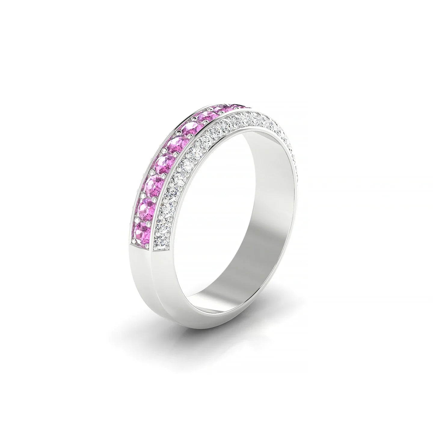 Vista | 18k White Gold 2 mm Round Pink Sapphire Ring