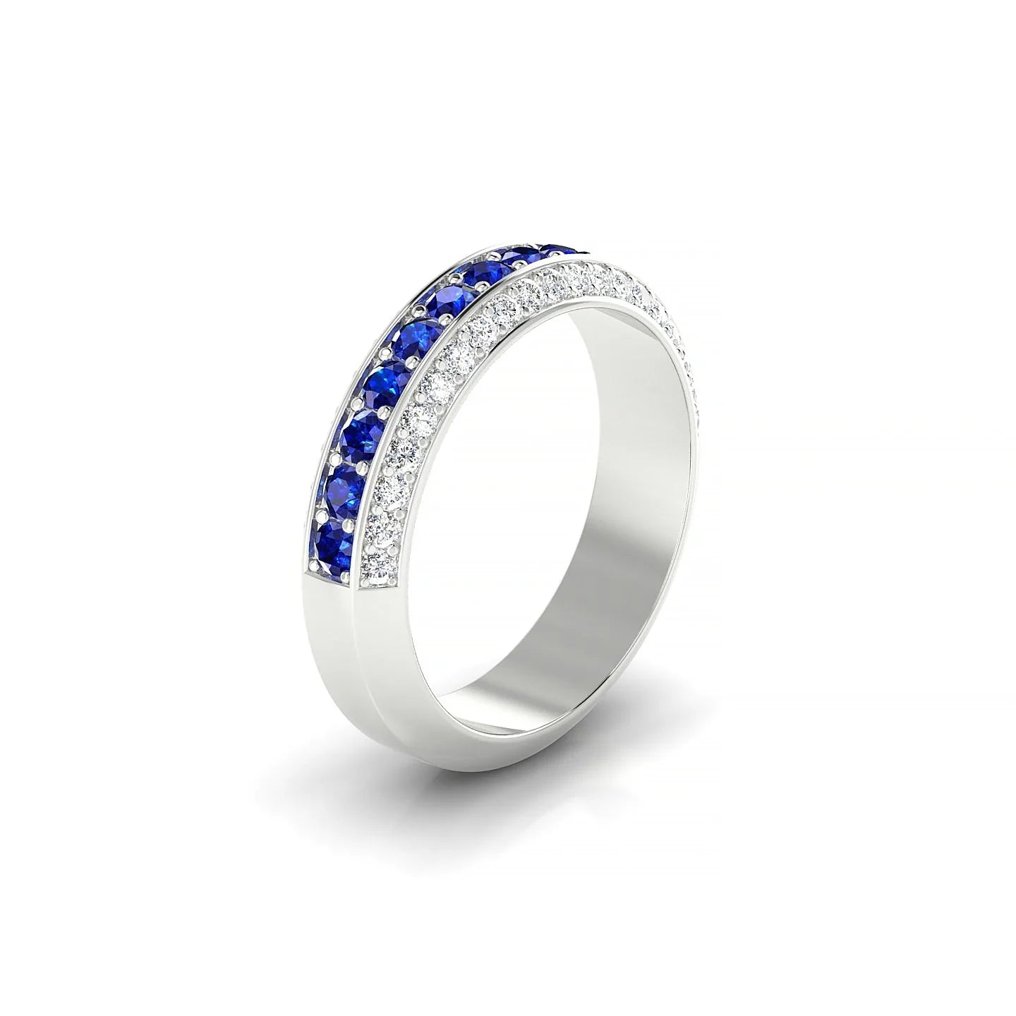 Vista | 18k White Gold 2 mm Round Sapphire Ring