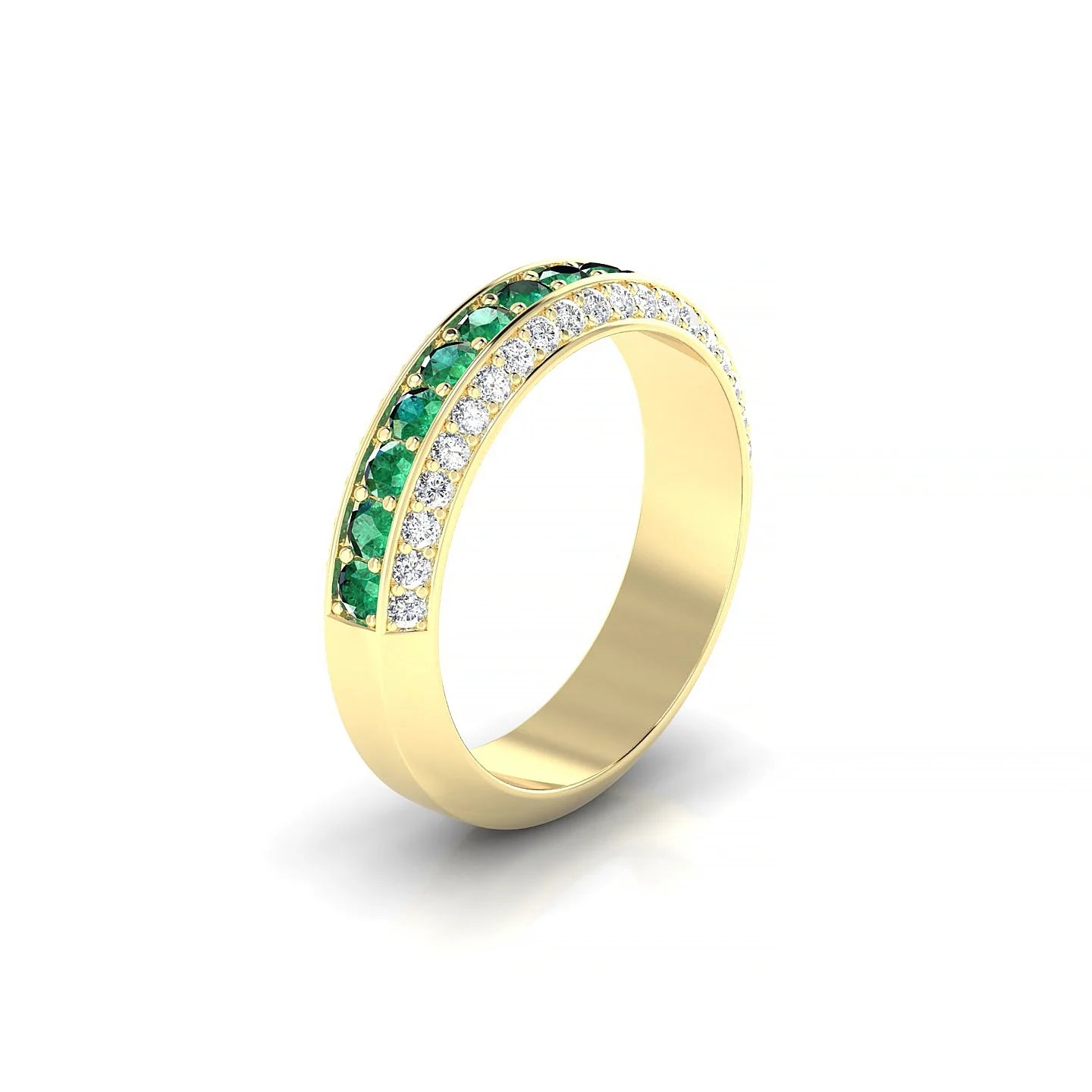 Vista | 18k Yellow Gold 2 mm Round Emerald Ring