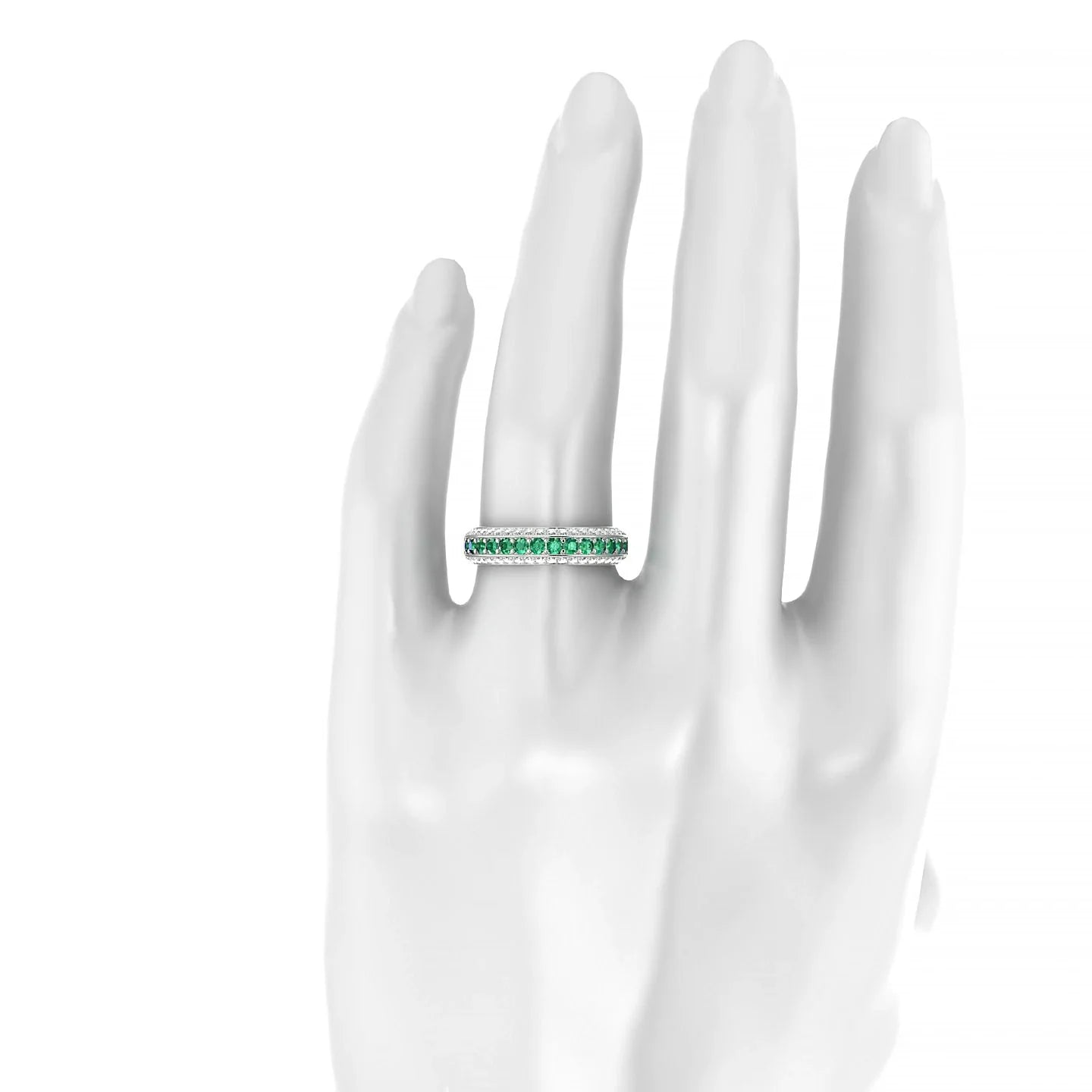 Vista | 18k White Gold 2 mm Round Emerald Ring