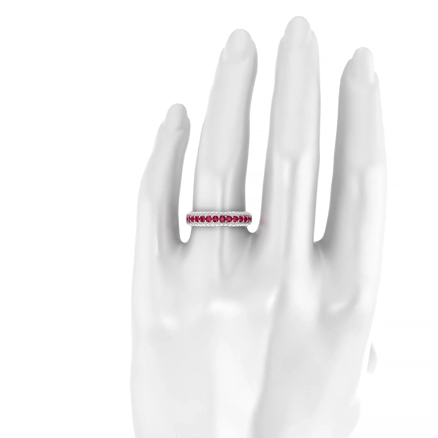 Vista | 18k White Gold 2 mm Round Ruby Ring