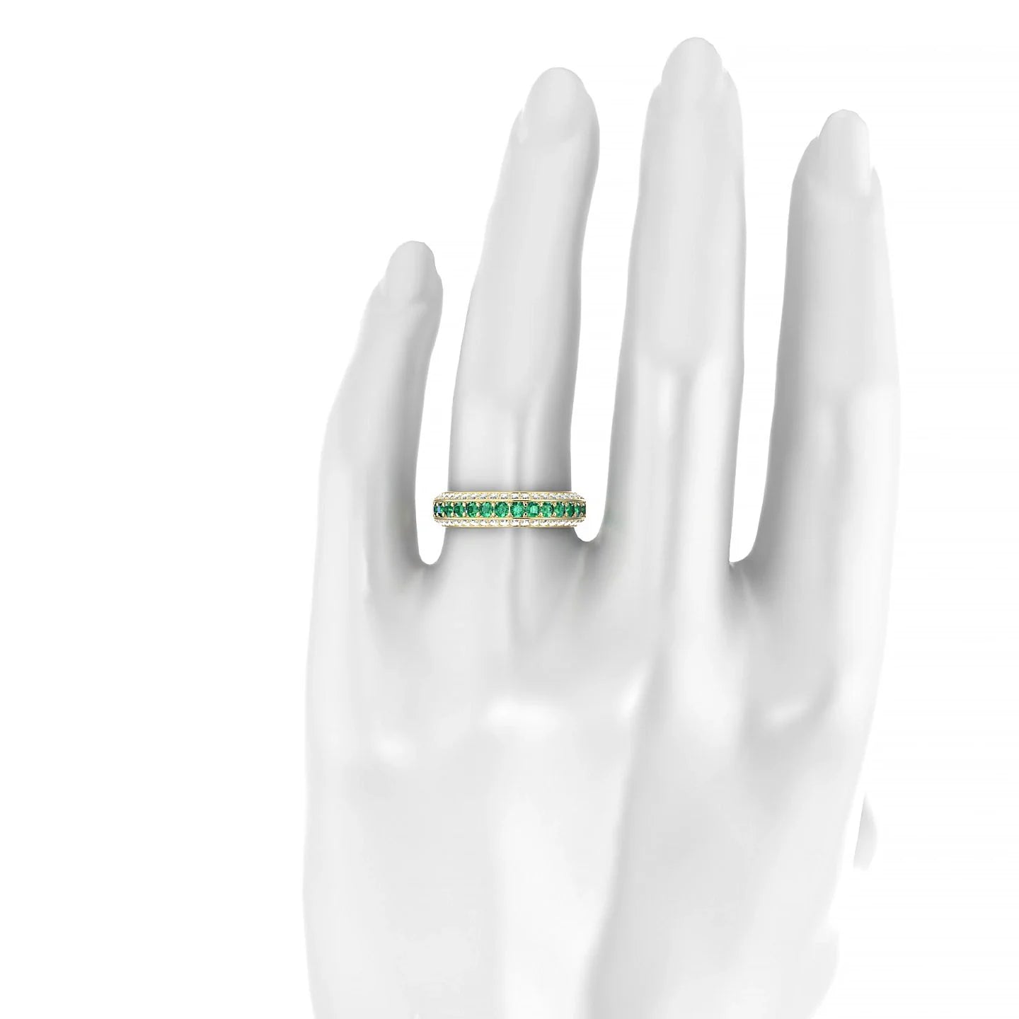 Vista | 18k Yellow Gold 2 mm Round Emerald Ring