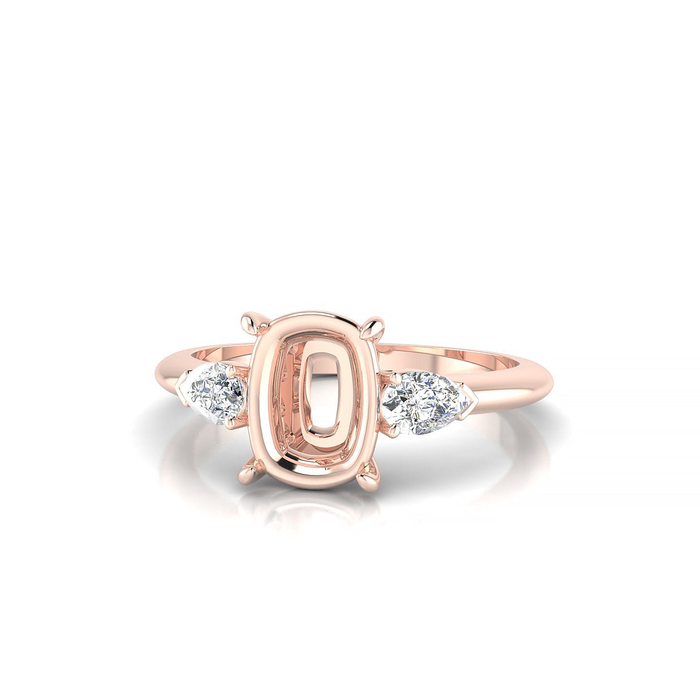 Water Cushion 2-2.99 ct | 18k Rose Gold Side Stones Ring