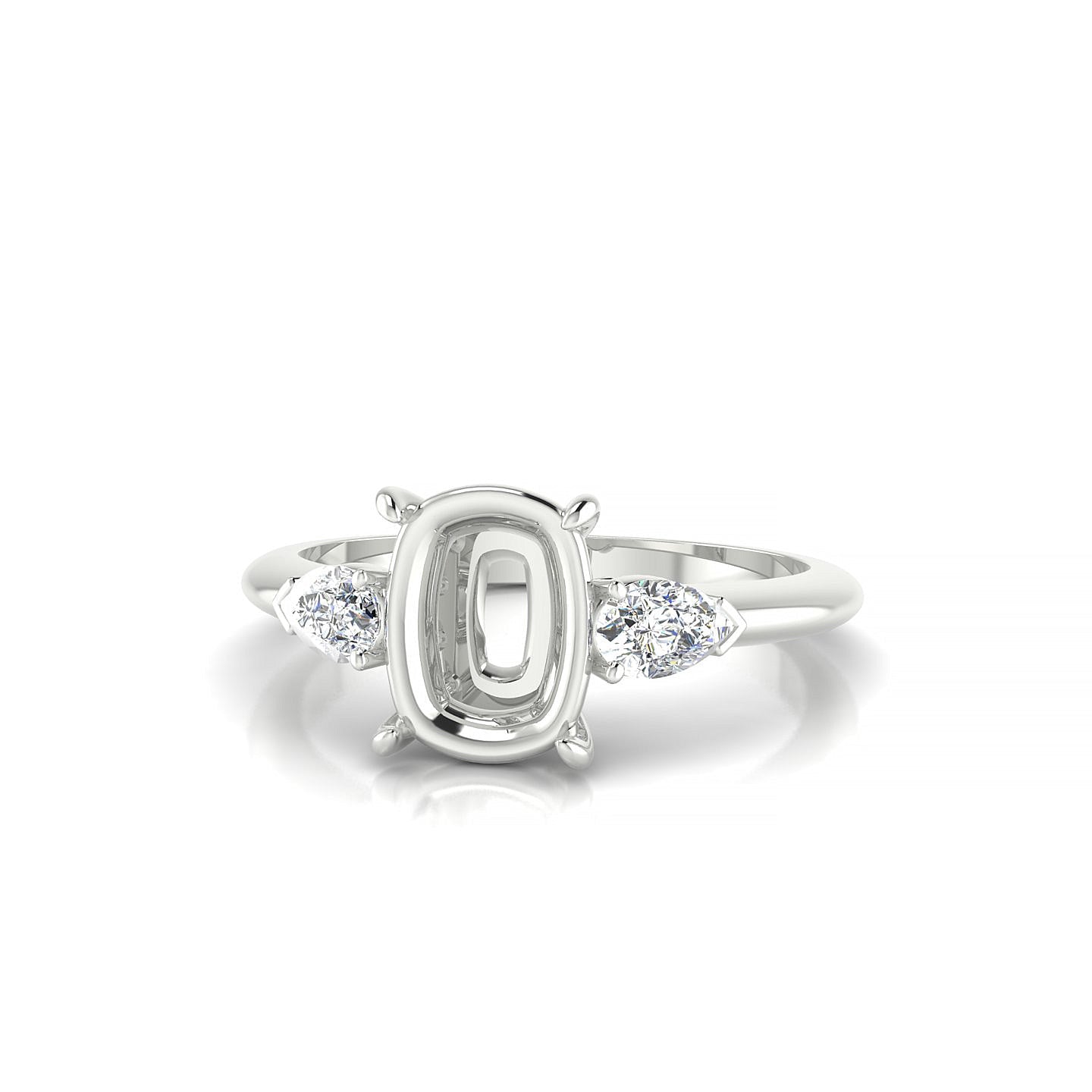 Water Cushion 2-2.99 ct | 18k White Gold Side Stones Ring