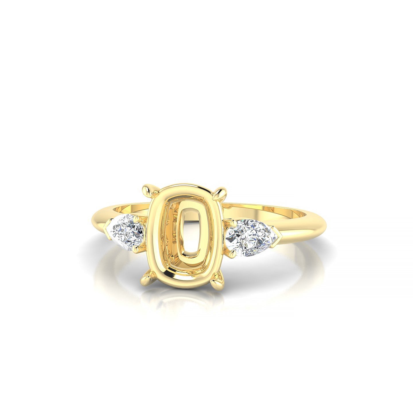 Water Cushion 2-2.99 ct | 18k Yellow Gold Side Stones Ring