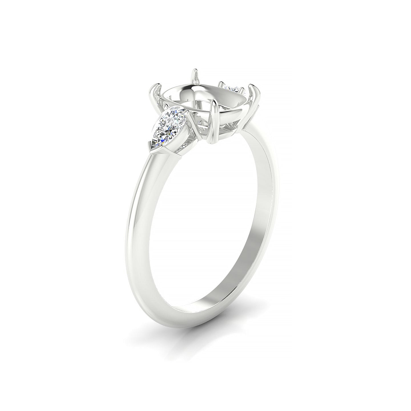 Water Cushion 2-2.99 ct | 18k White Gold Side Stones Ring