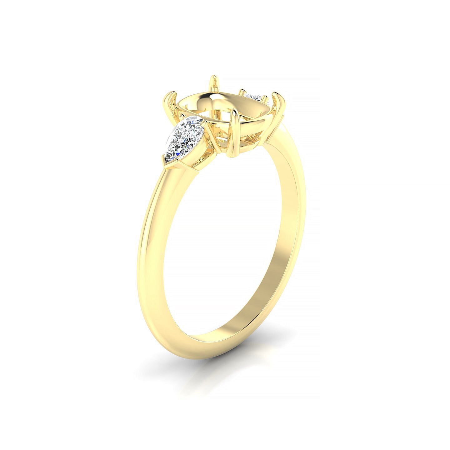 Water Cushion 2-2.99 ct | 18k Yellow Gold Side Stones Ring