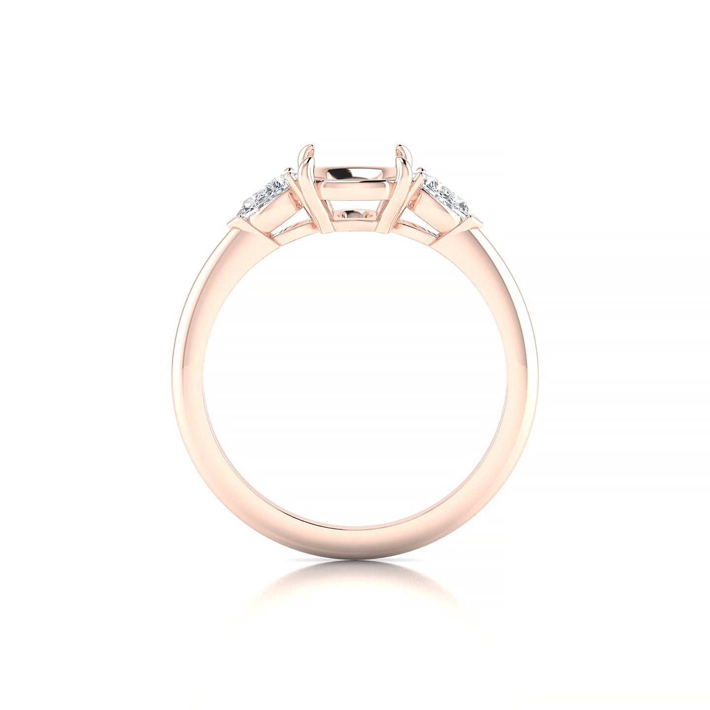 Water Cushion 2-2.99 ct | 18k Rose Gold Side Stones Ring