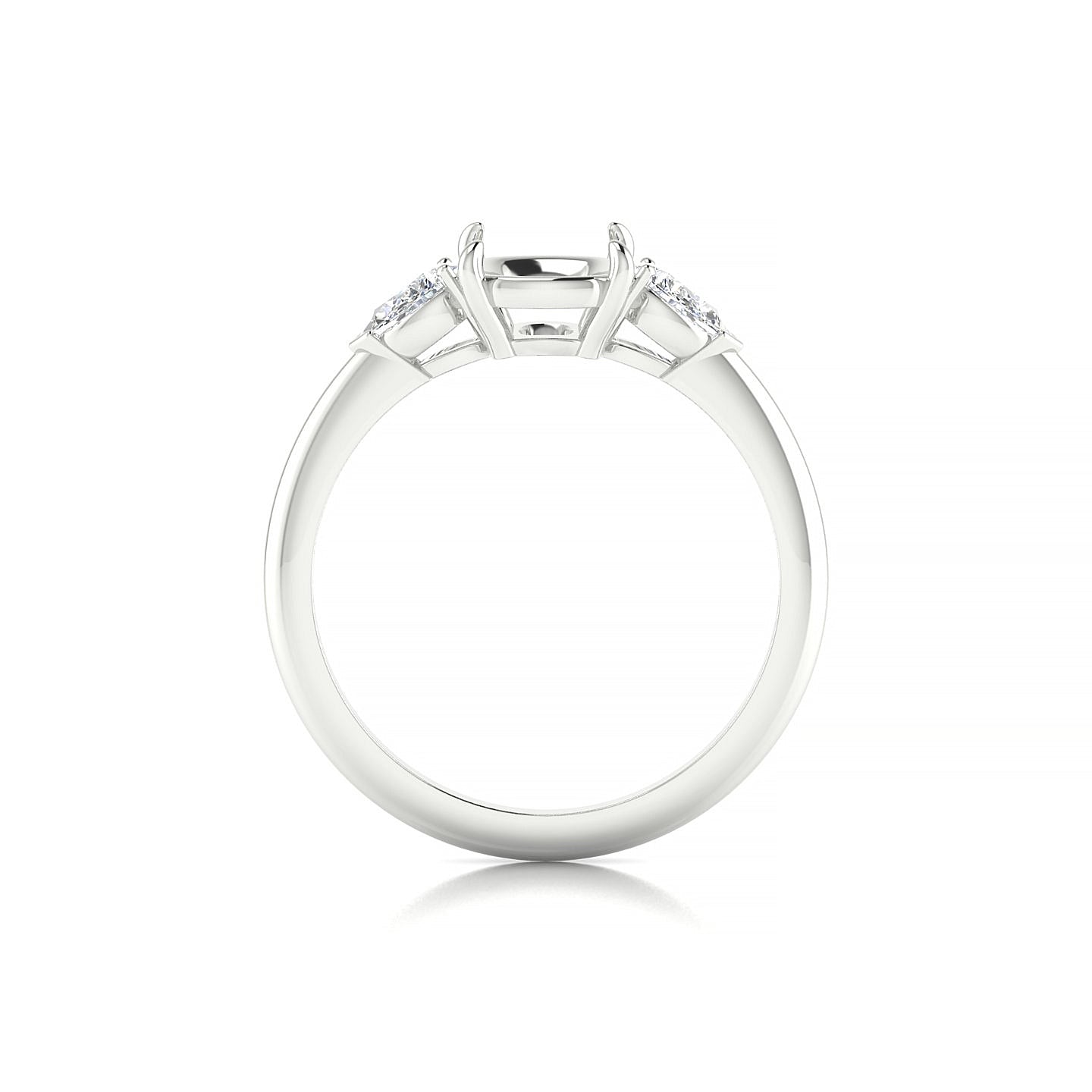 Water Cushion 2-2.99 ct | 18k White Gold Side Stones Ring
