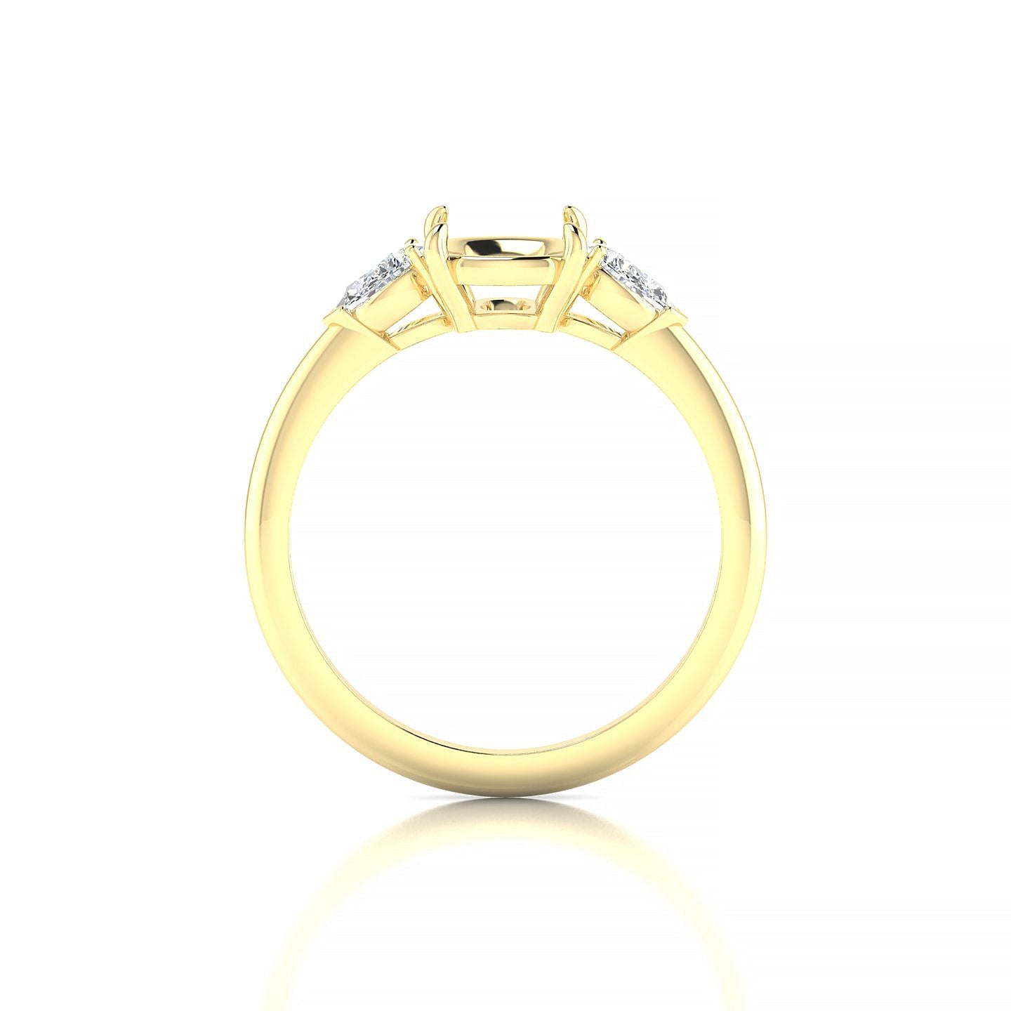 Water Cushion 2-2.99 ct | 18k Yellow Gold Side Stones Ring