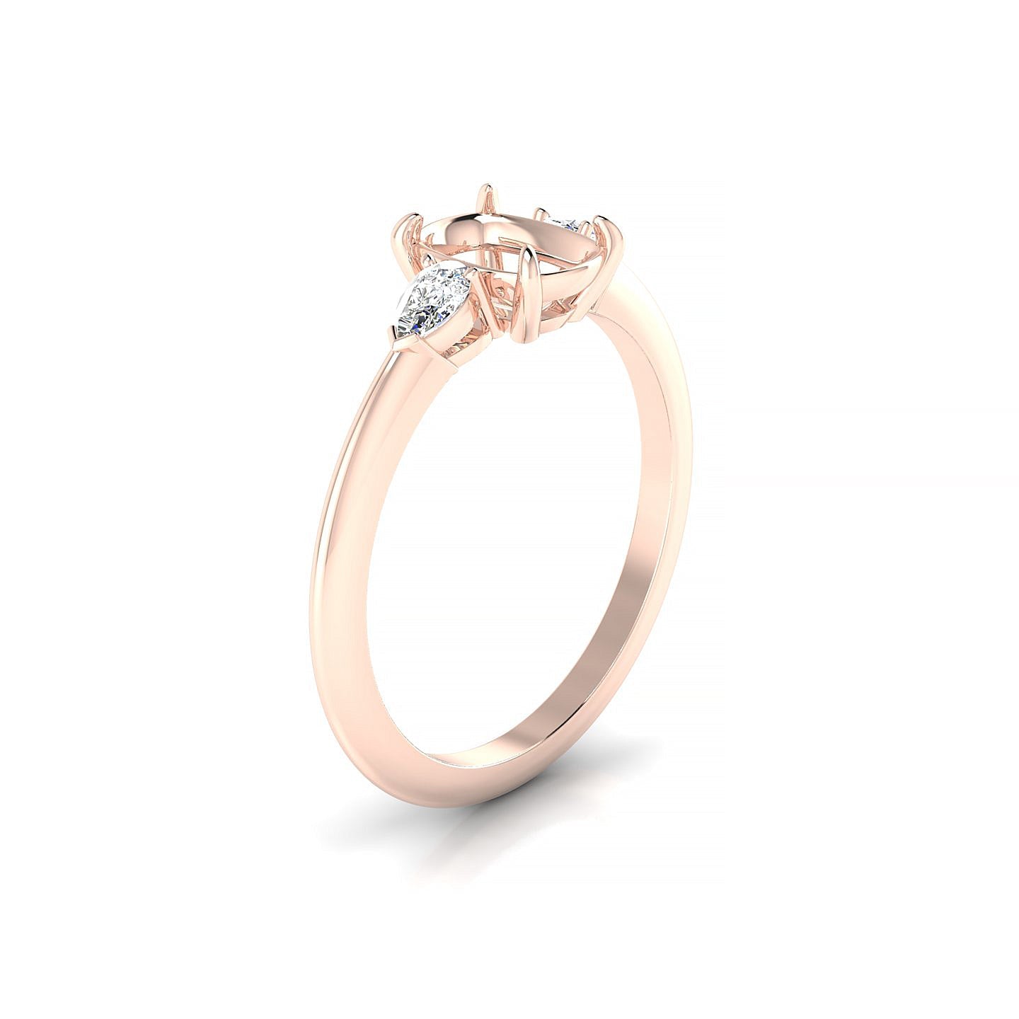 Water Cushion 1-1.99 ct | 18k Rose Gold Side Stones Ring