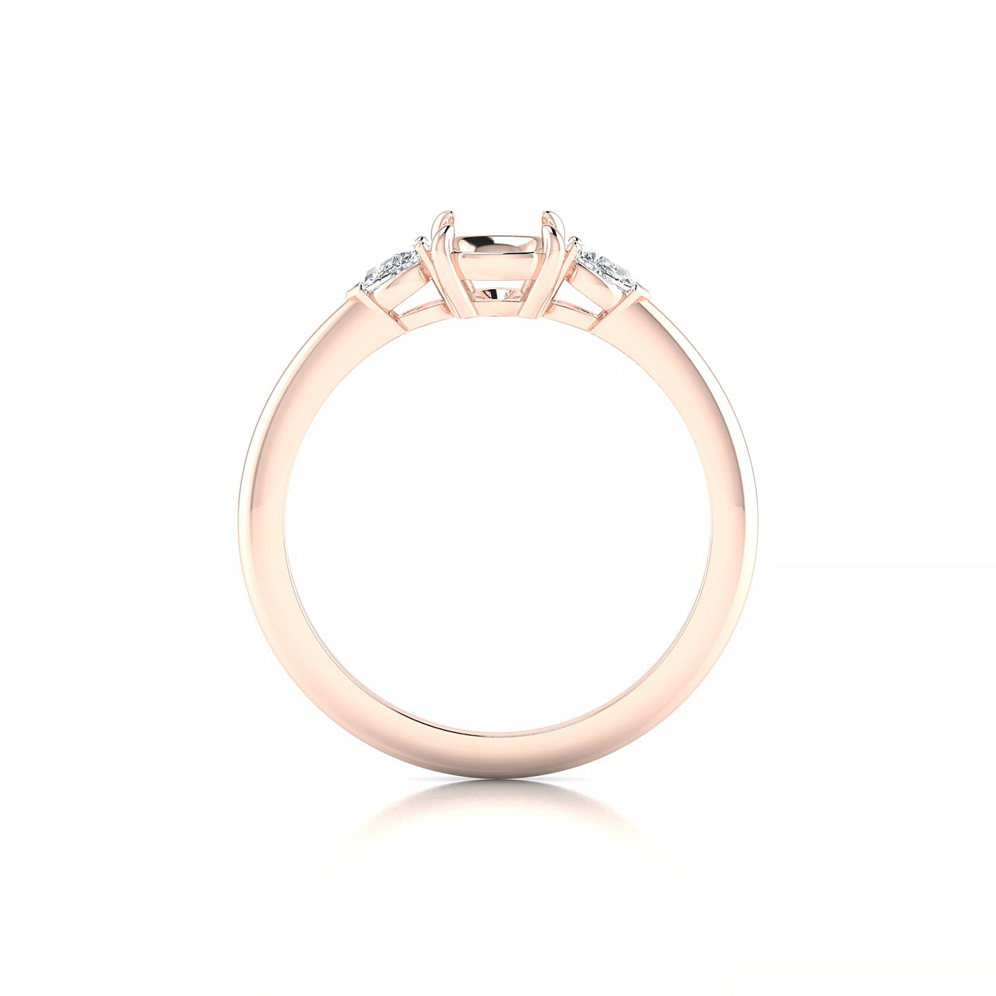 Water Cushion 1-1.99 ct | 18k Rose Gold Side Stones Ring