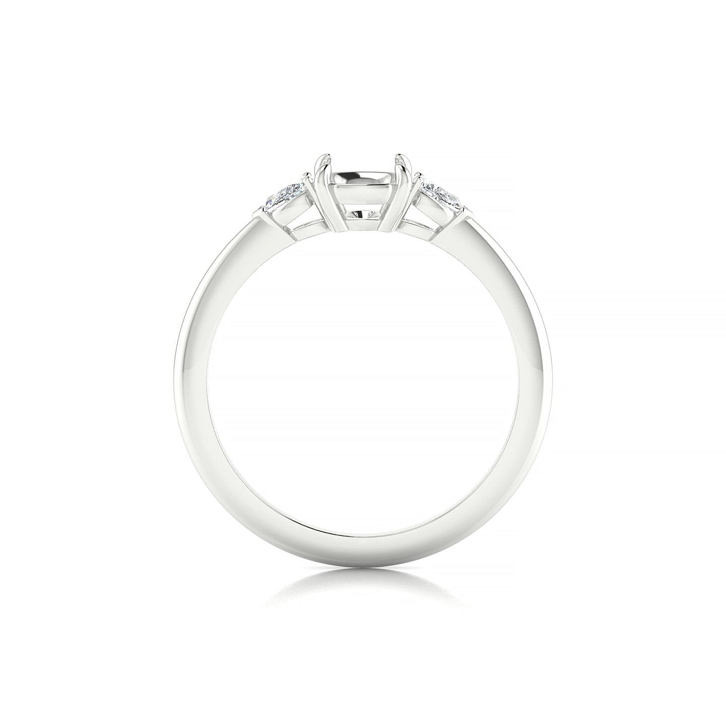 Water Cushion 1-1.99 ct | 18k White Gold Side Stones Ring