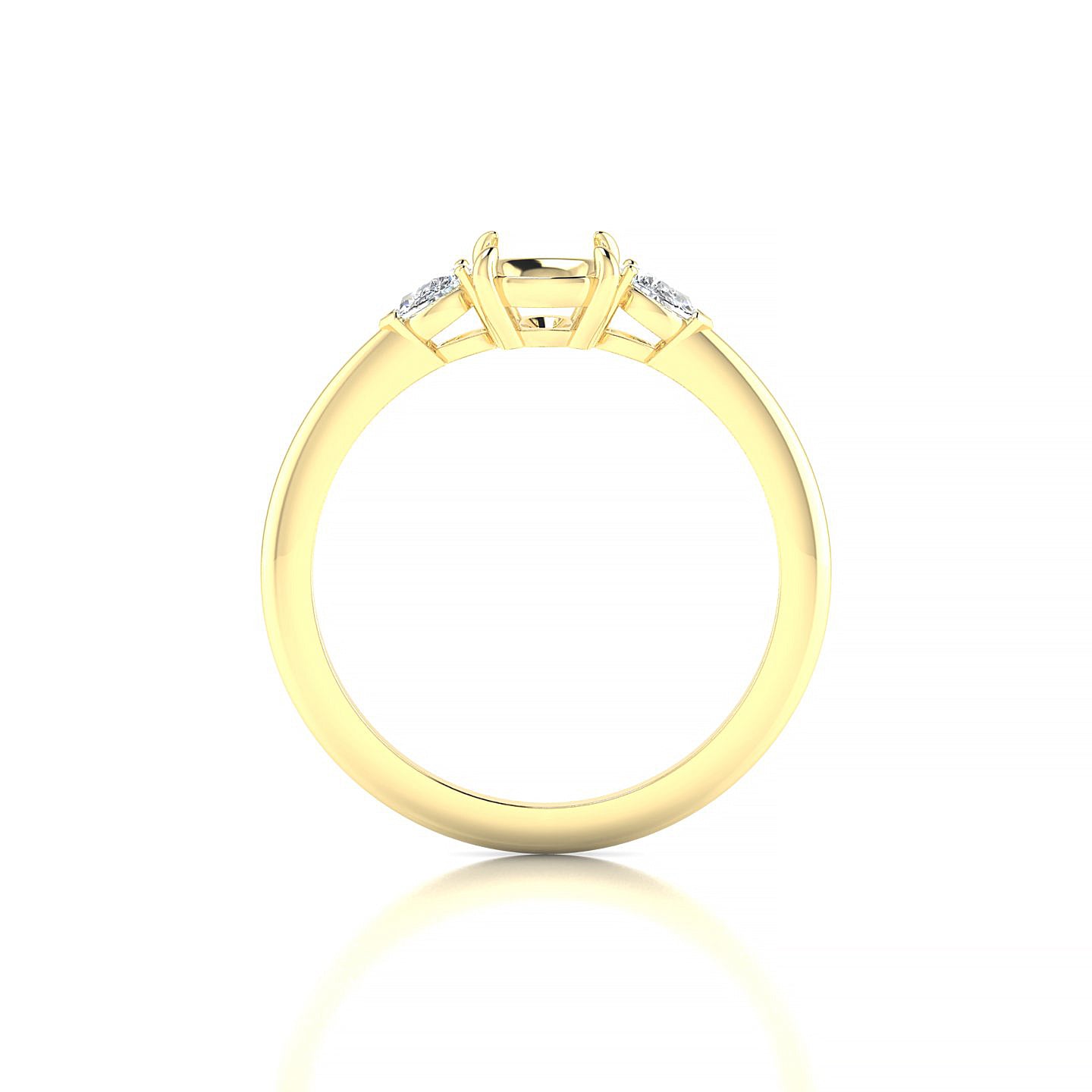Water Cushion 1-1.99 ct | 18k Yellow Gold Side Stones Ring