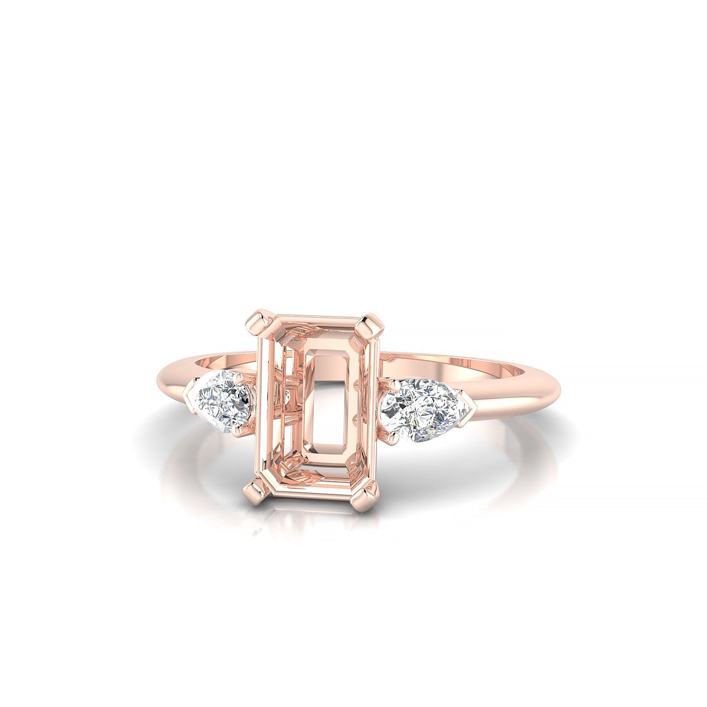 Water Emerald 2-2.99 ct | 18k Rose Gold Side Stones Ring