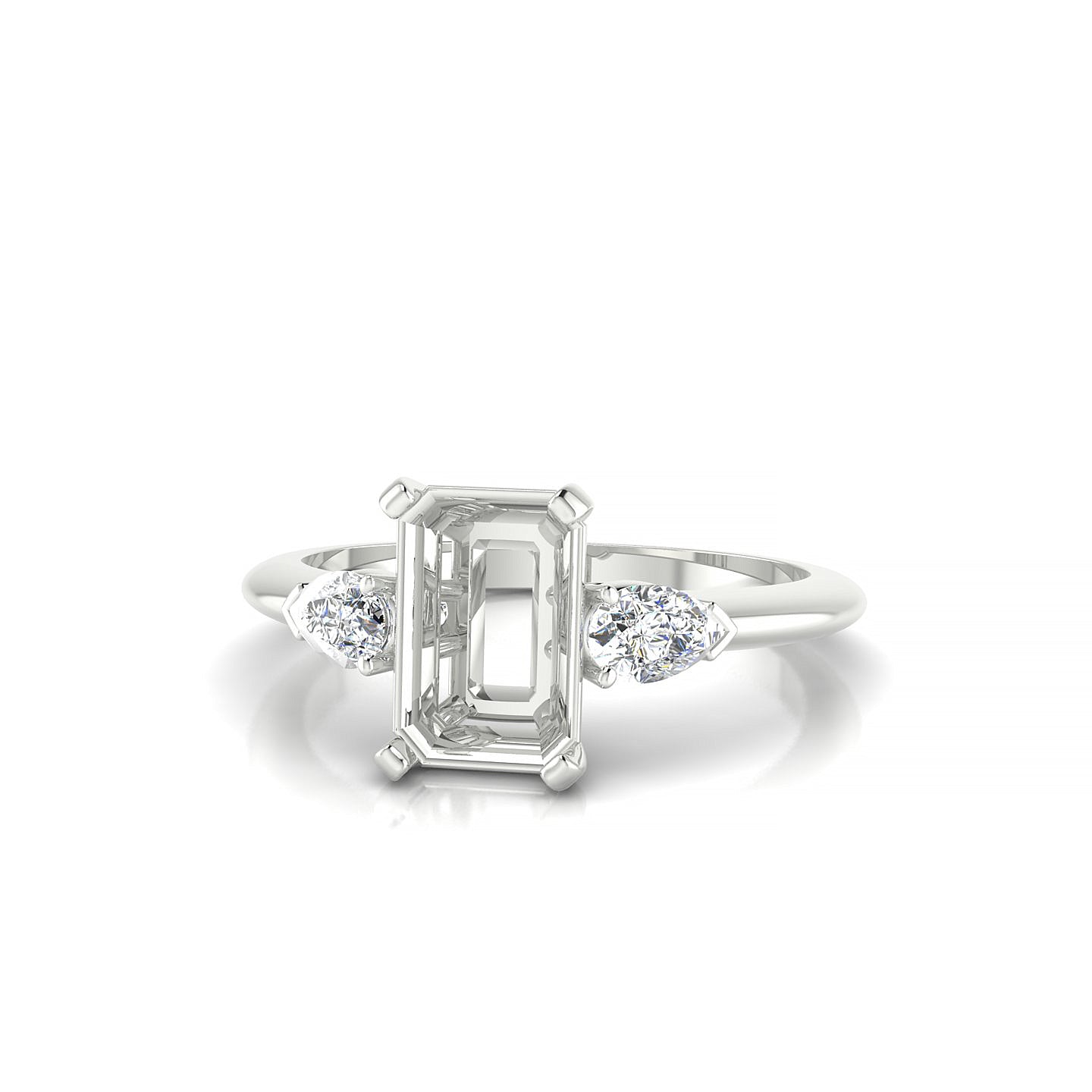 Water Emerald 2-2.99 ct | 18k White Gold Side Stones Ring