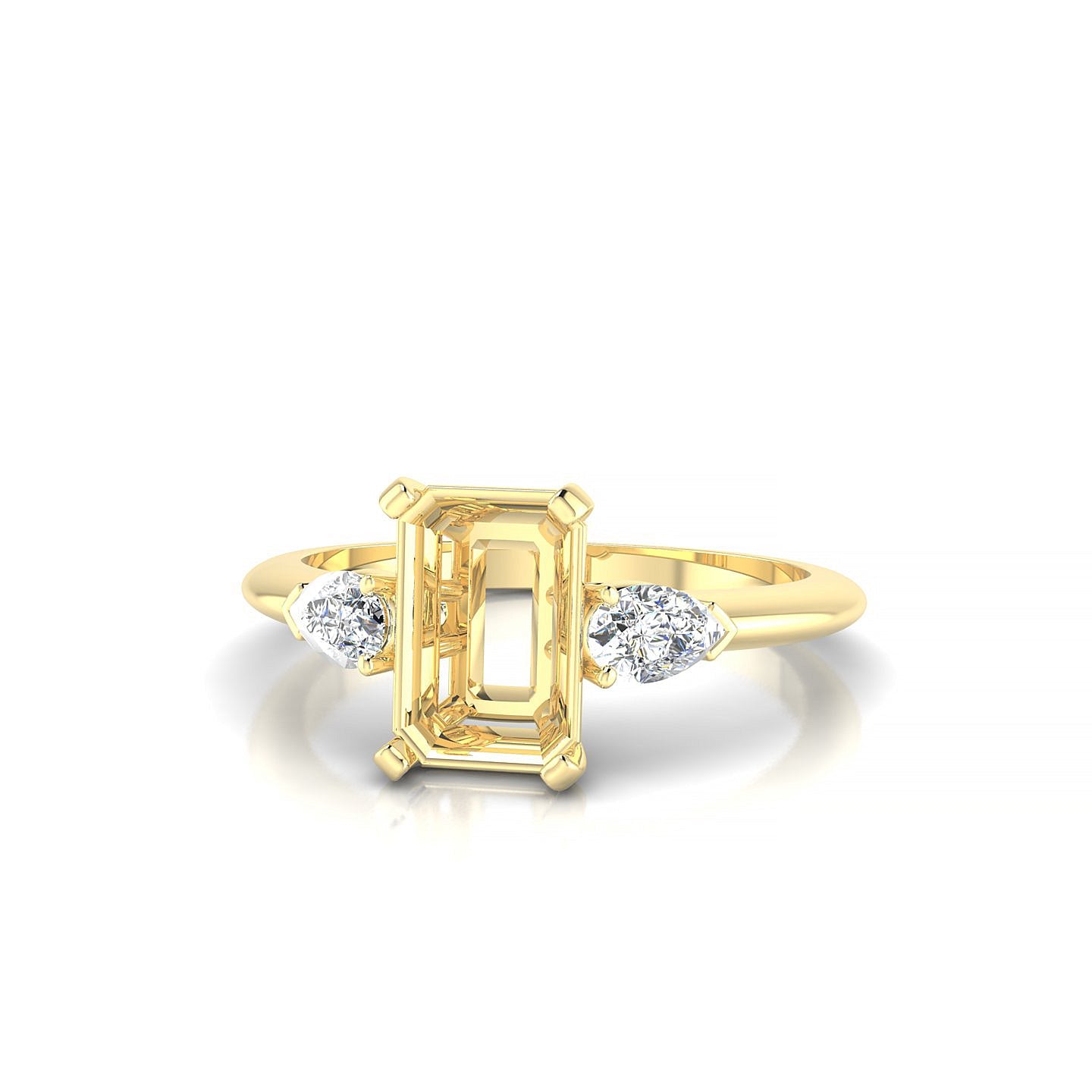 Water Emerald 2-2.99 ct | 18k Yellow Gold Side Stones Ring