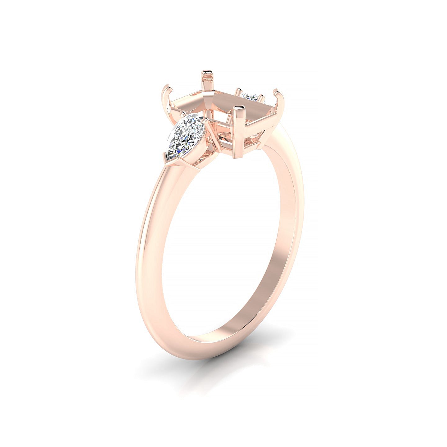 Water Emerald 2-2.99 ct | 18k Rose Gold Side Stones Ring