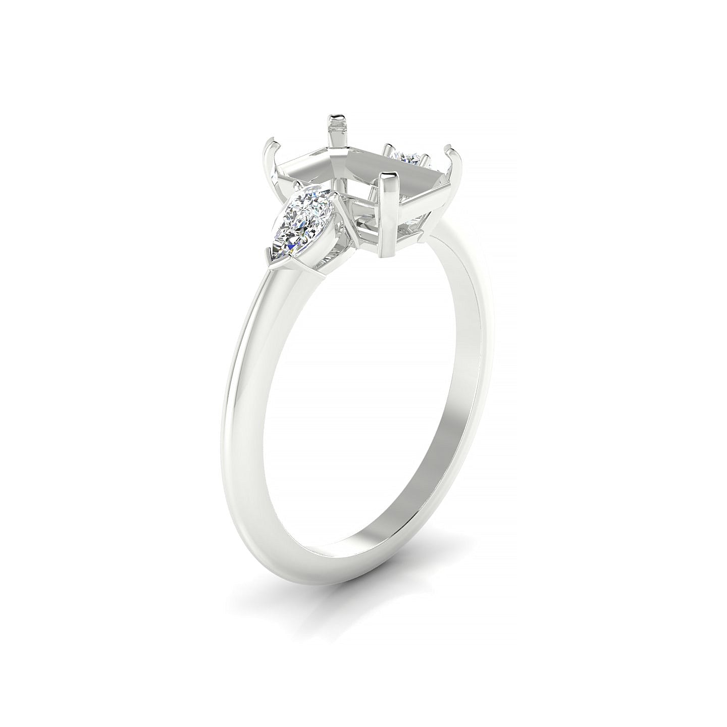 Water Emerald 2-2.99 ct | 18k White Gold Side Stones Ring