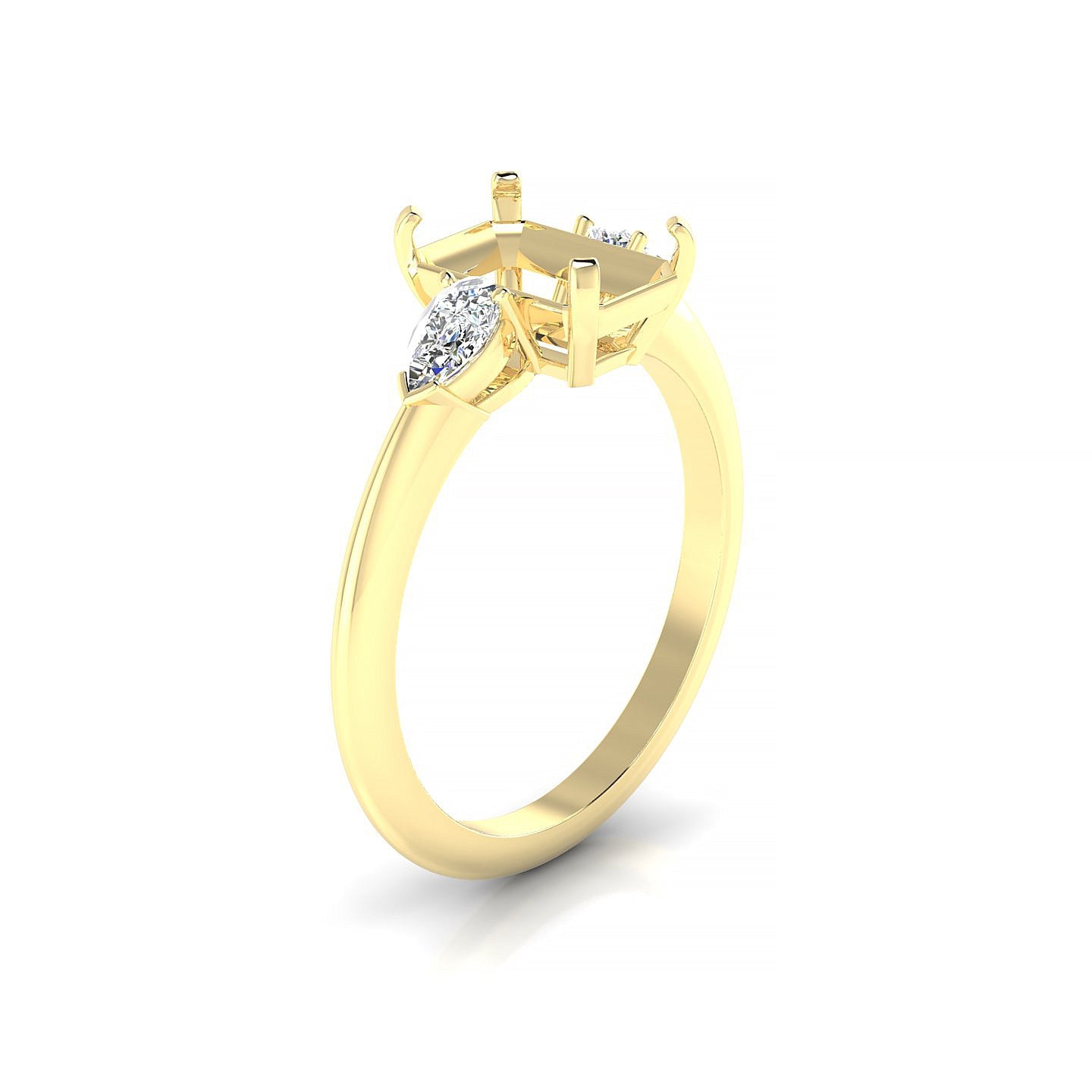 Water Emerald 2-2.99 ct | 18k Yellow Gold Side Stones Ring