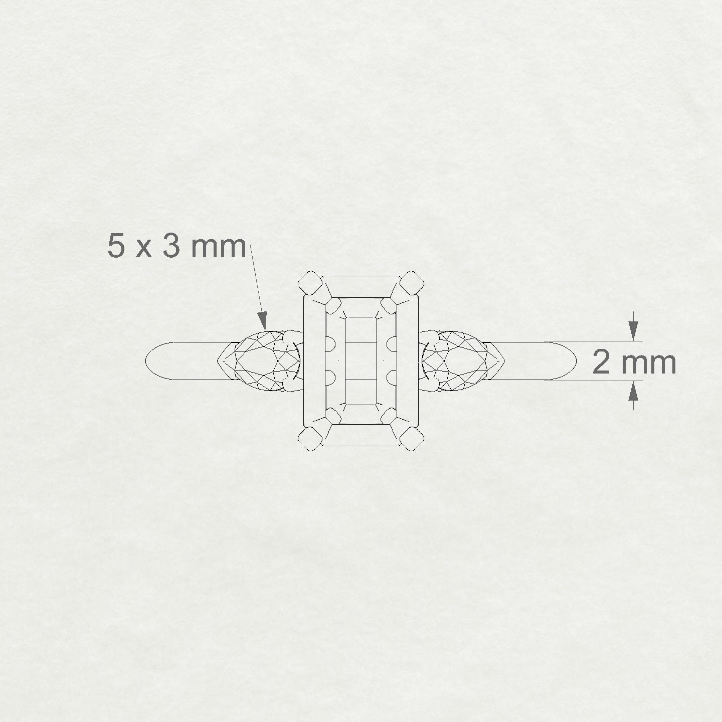 Water Emerald 2-2.99 ct | 18k Rose Gold Side Stones Ring