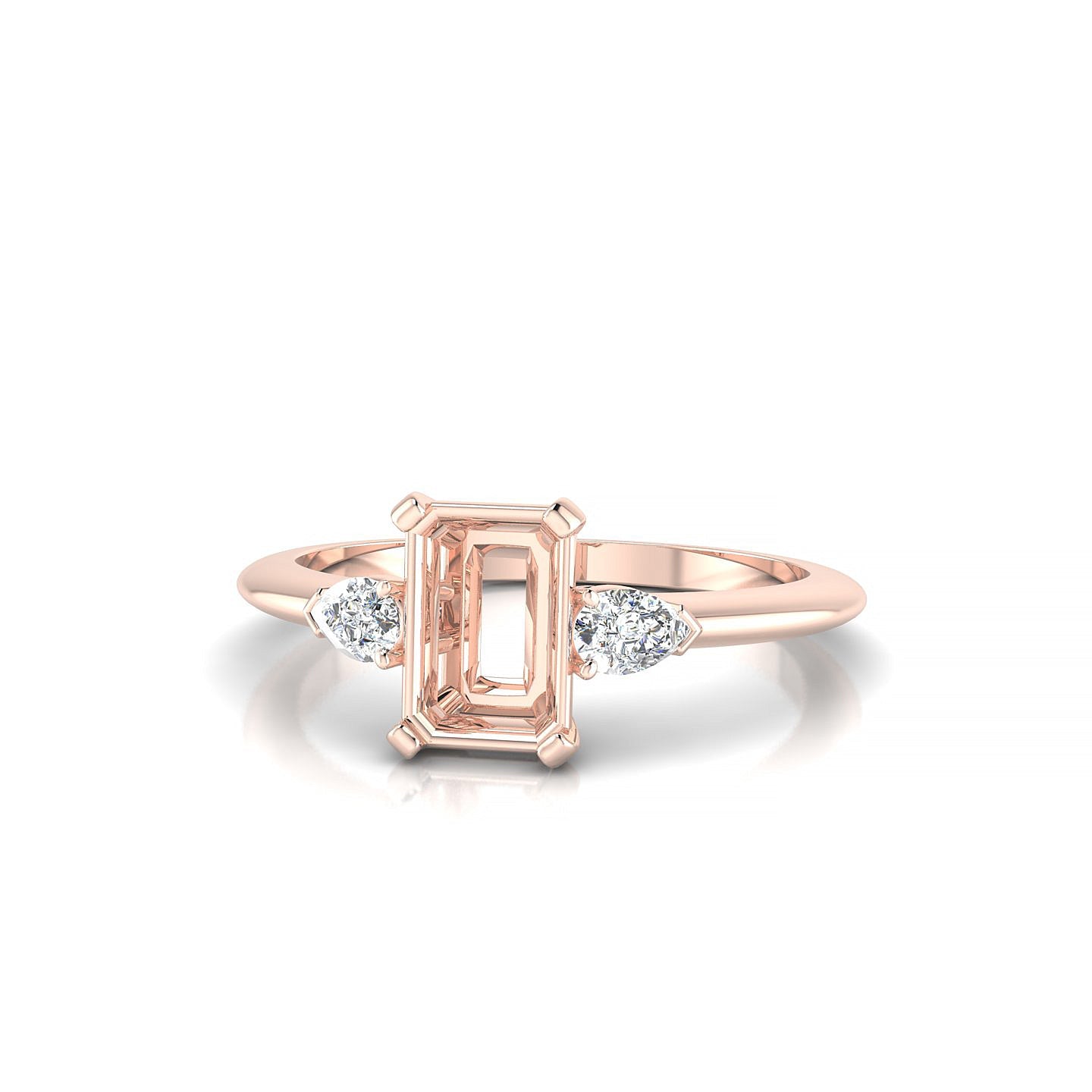 Water Emerald 1-1.99 ct | 18k Rose Gold Side Stones Ring