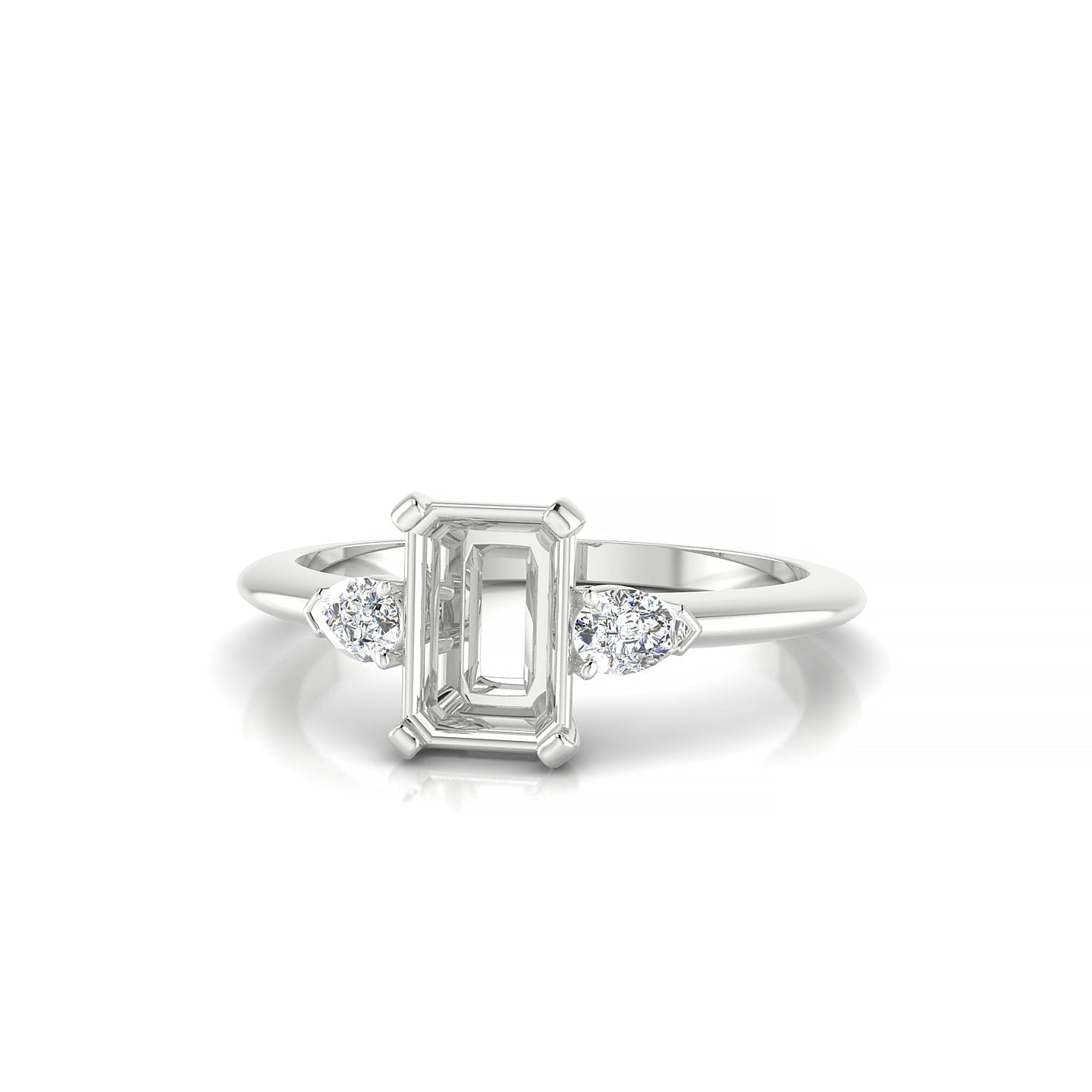 Water Emerald 1-1.99 ct | 18k White Gold Side Stones Ring