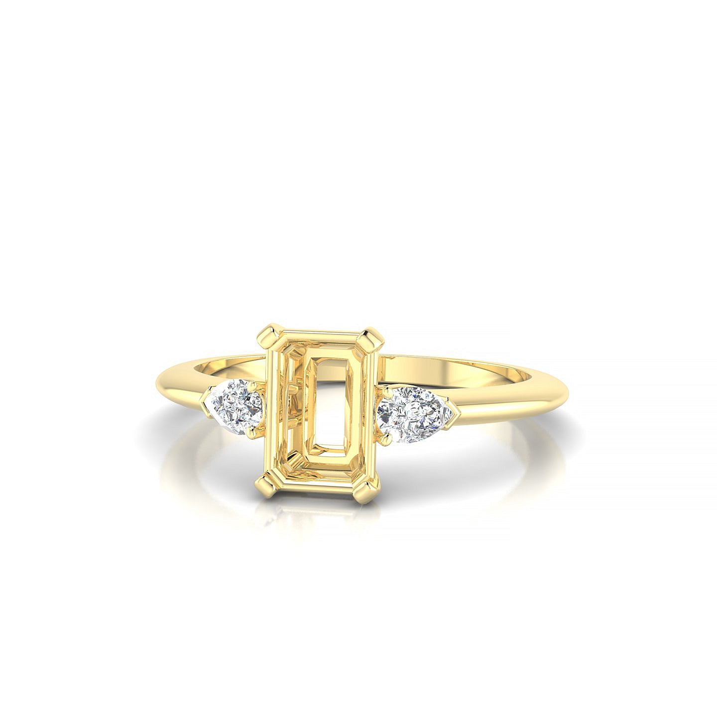 Water Emerald 1-1.99 ct | 18k Yellow Gold Side Stones Ring