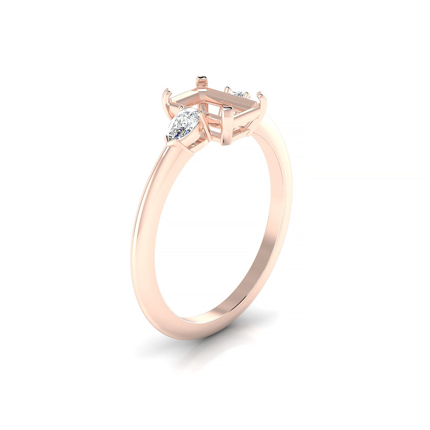 Water Emerald 1-1.99 ct | 18k Rose Gold Side Stones Ring