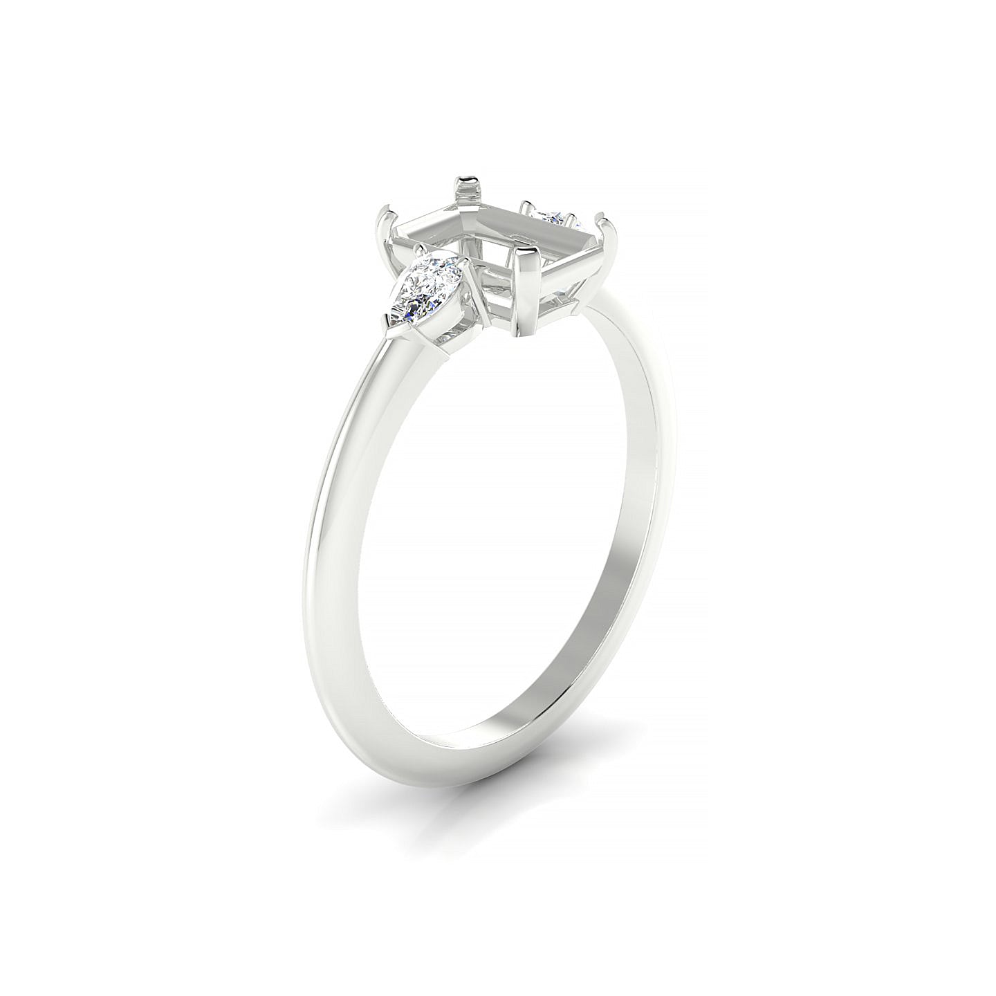 Water Emerald 1-1.99 ct | 18k White Gold Side Stones Ring