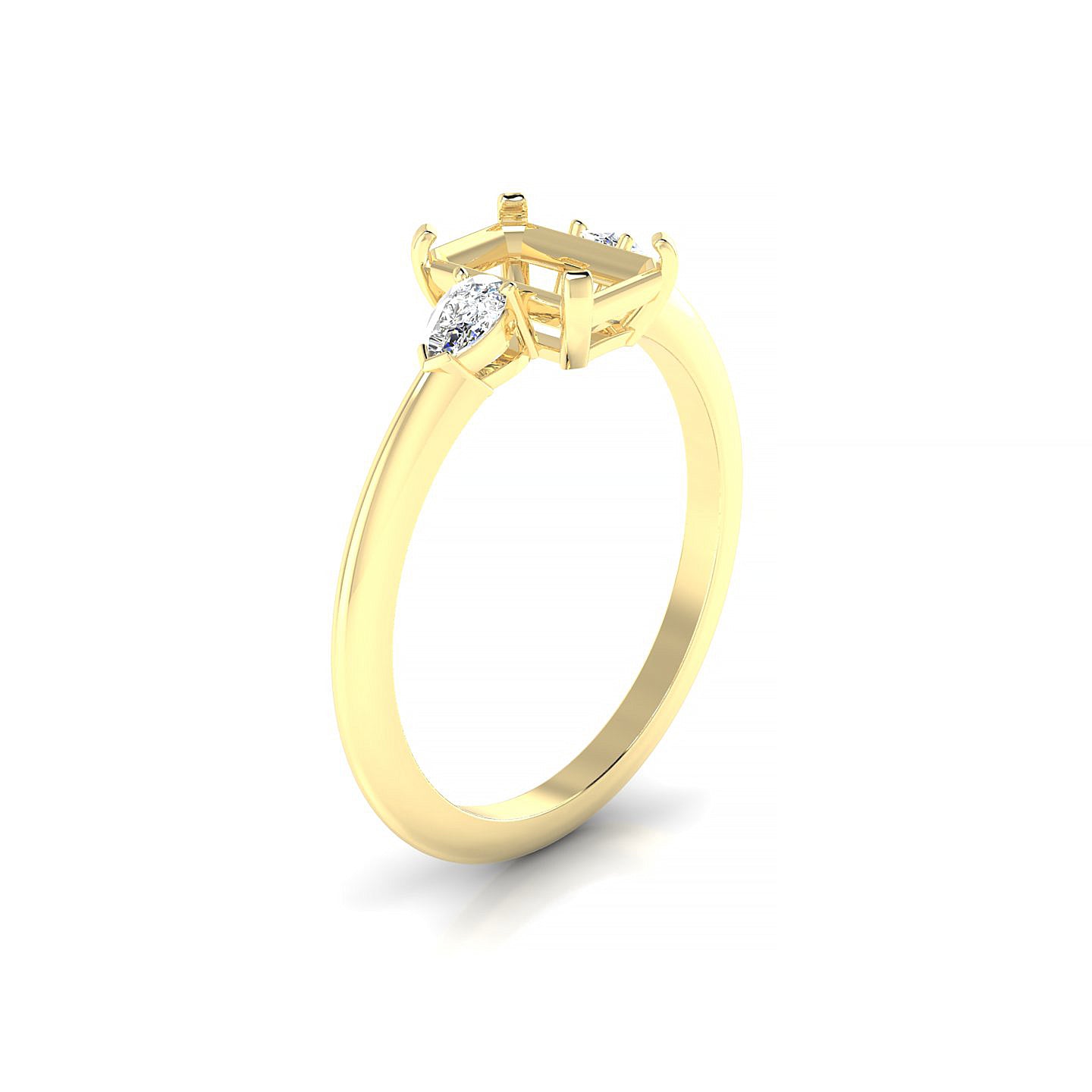 Water Emerald 1-1.99 ct | 18k Yellow Gold Side Stones Ring