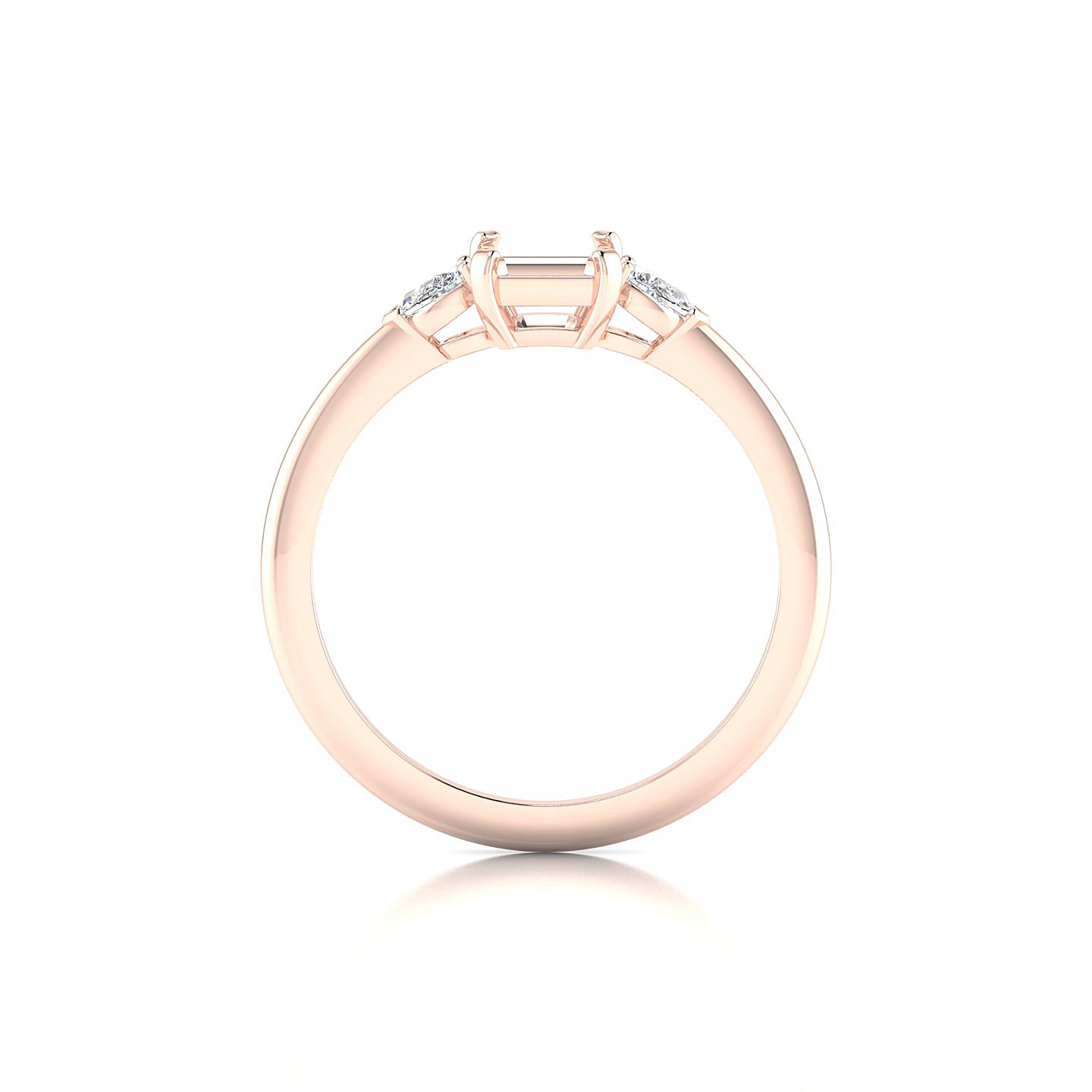 Water Emerald 1-1.99 ct | 18k Rose Gold Side Stones Ring