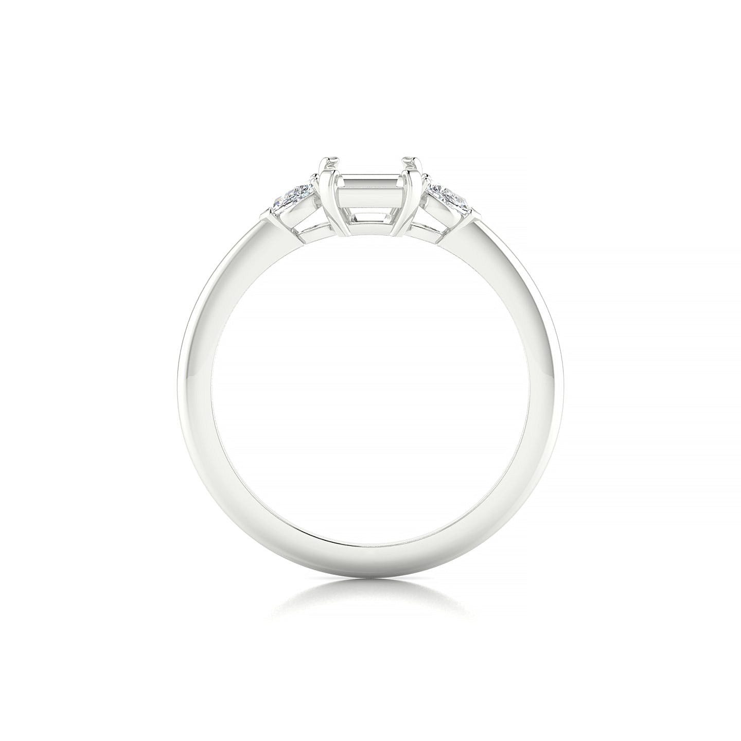 Water Emerald 1-1.99 ct | 18k White Gold Side Stones Ring