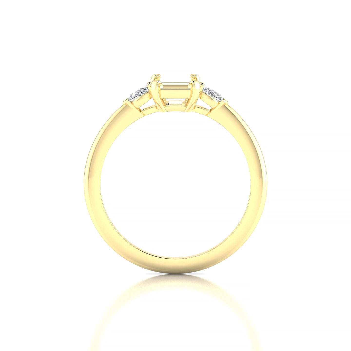 Water Emerald 1-1.99 ct | 18k Yellow Gold Side Stones Ring