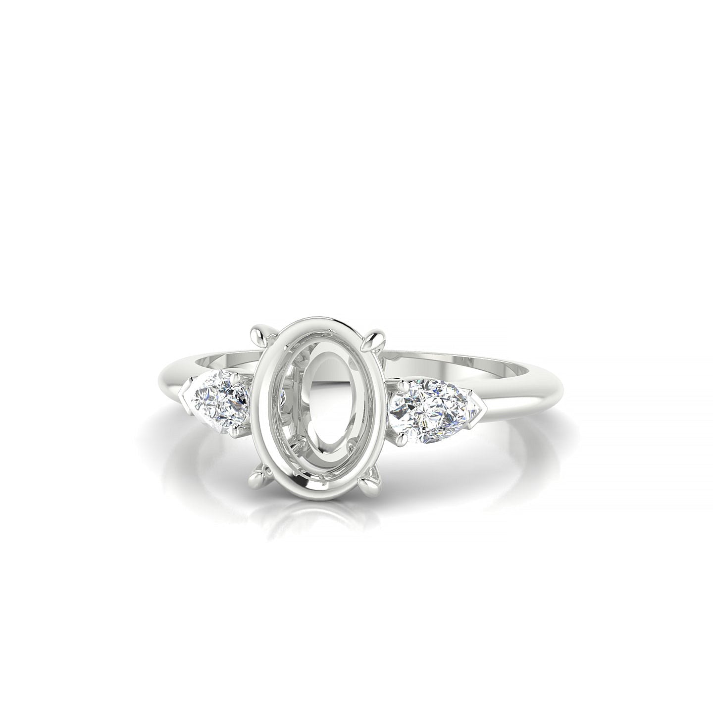 Water Oval 2-2.99 ct | 18k White Gold Side Stones Ring