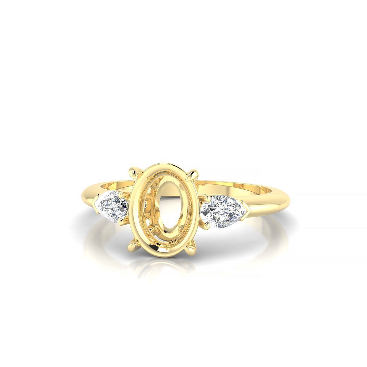 Water Oval 2-2.99 ct | 18k Yellow Gold Side Stones Ring