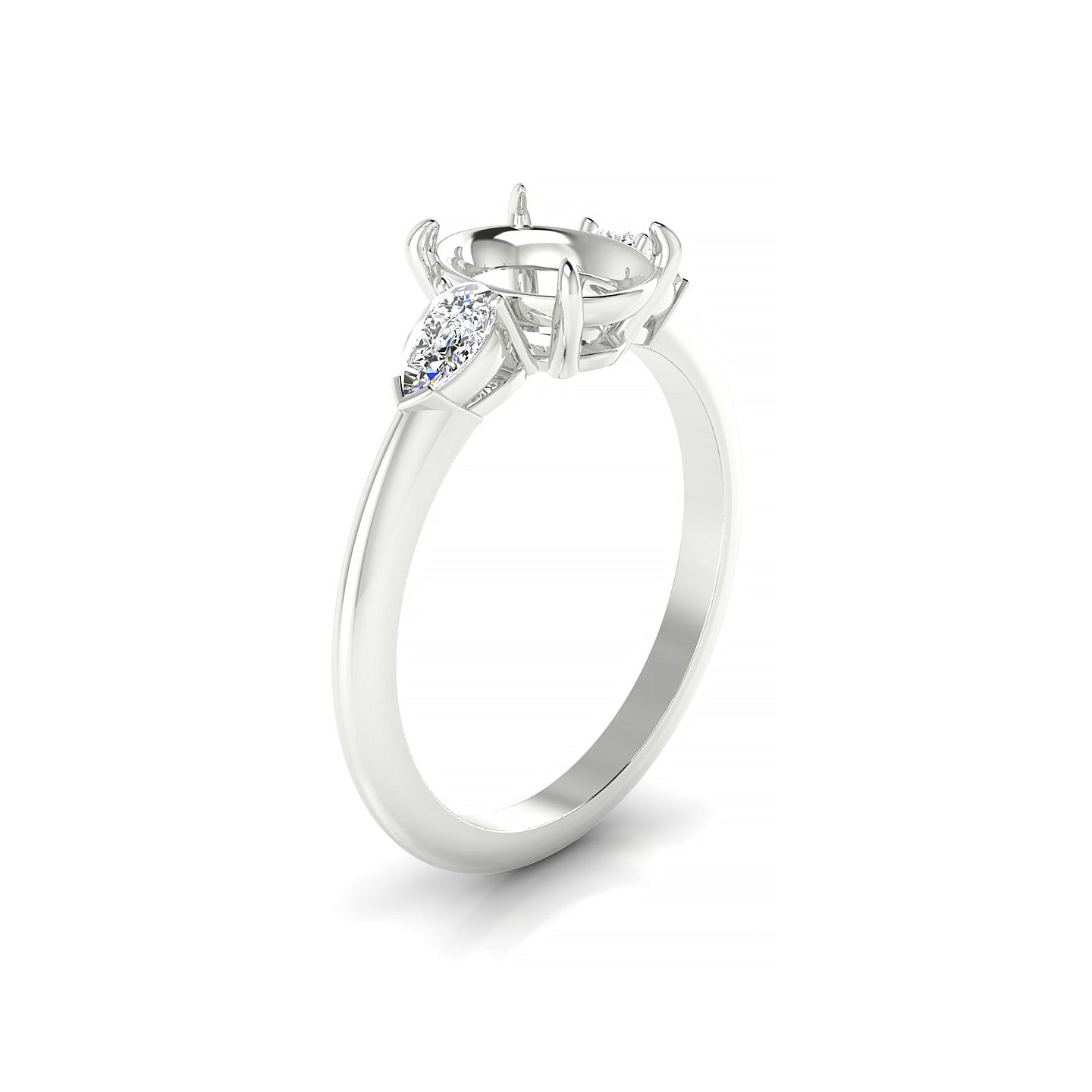 Water Oval 2-2.99 ct | 18k White Gold Side Stones Ring