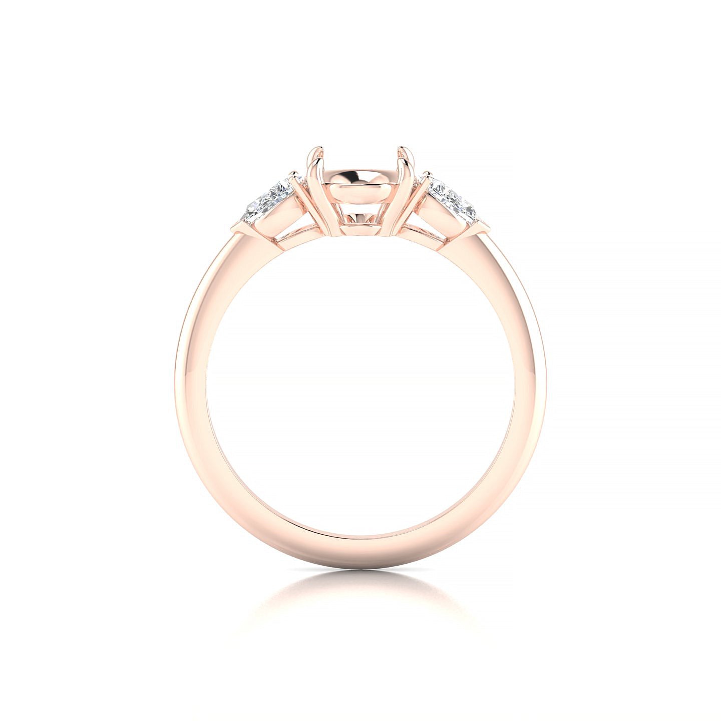 Water Oval 2-2.99 ct | 18k Rose Gold Side Stones Ring