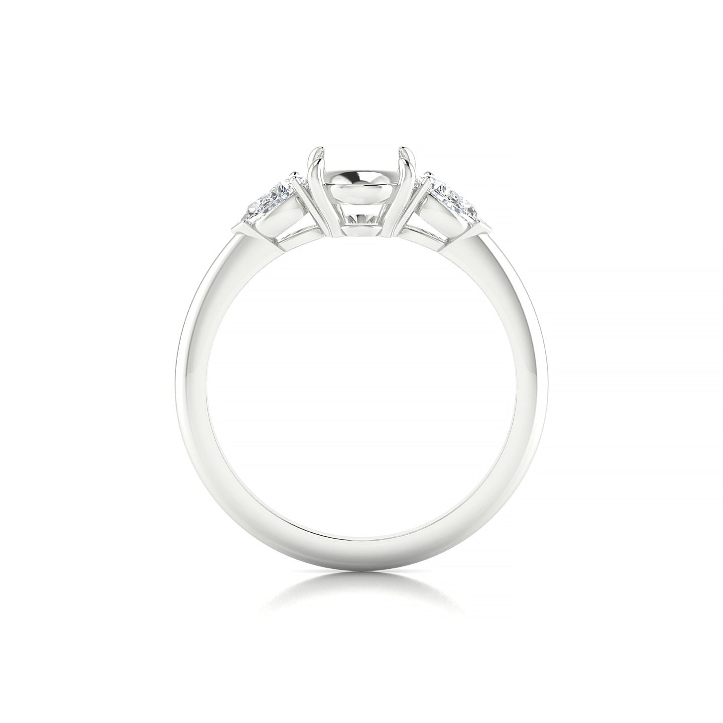 Water Oval 2-2.99 ct | 18k White Gold Side Stones Ring