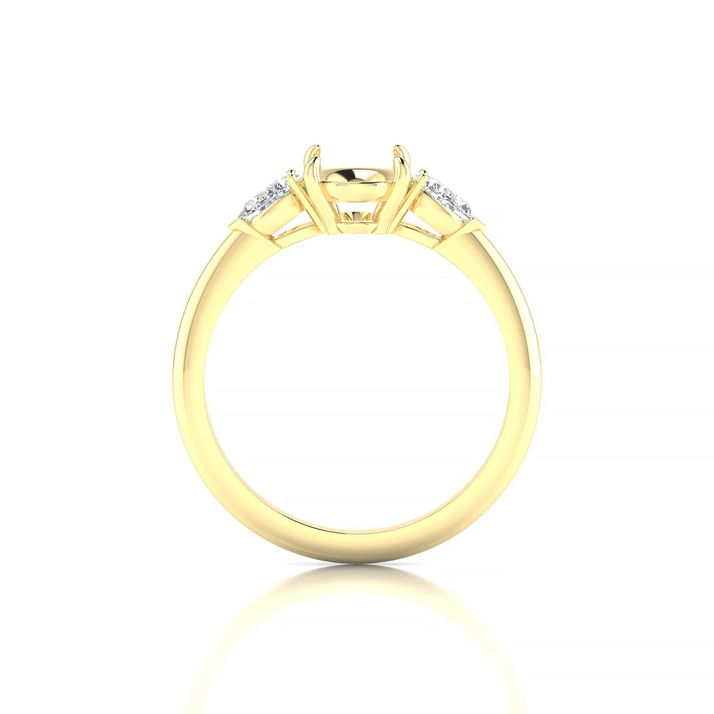 Water Oval 2-2.99 ct | 18k Yellow Gold Side Stones Ring
