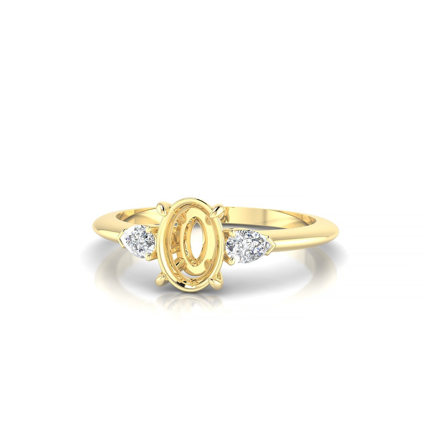 Water Oval 1-1.99 ct | 18k Yellow Gold Side Stones Ring